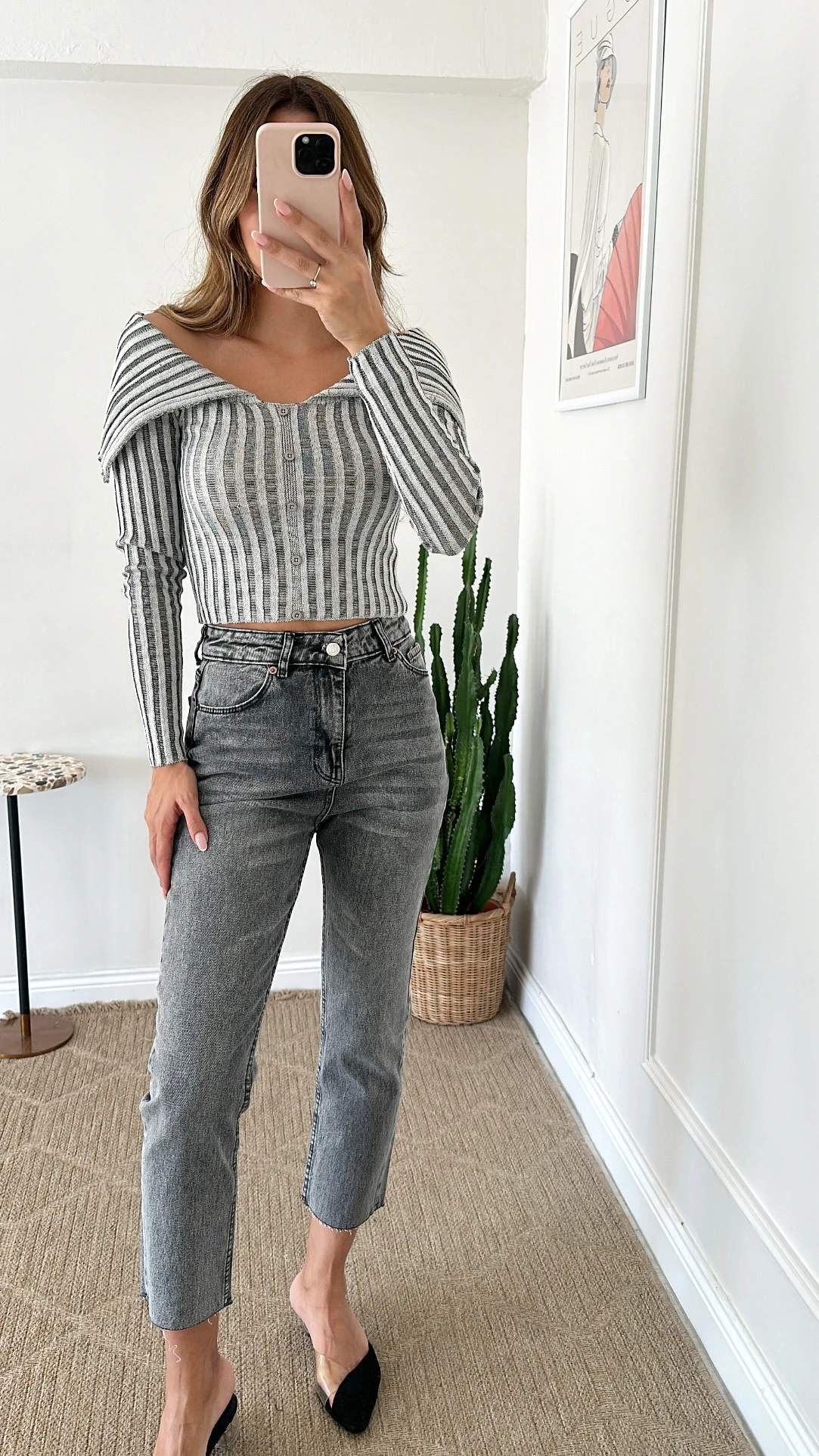 Madonna Yaka Fitilli Bluz Gri