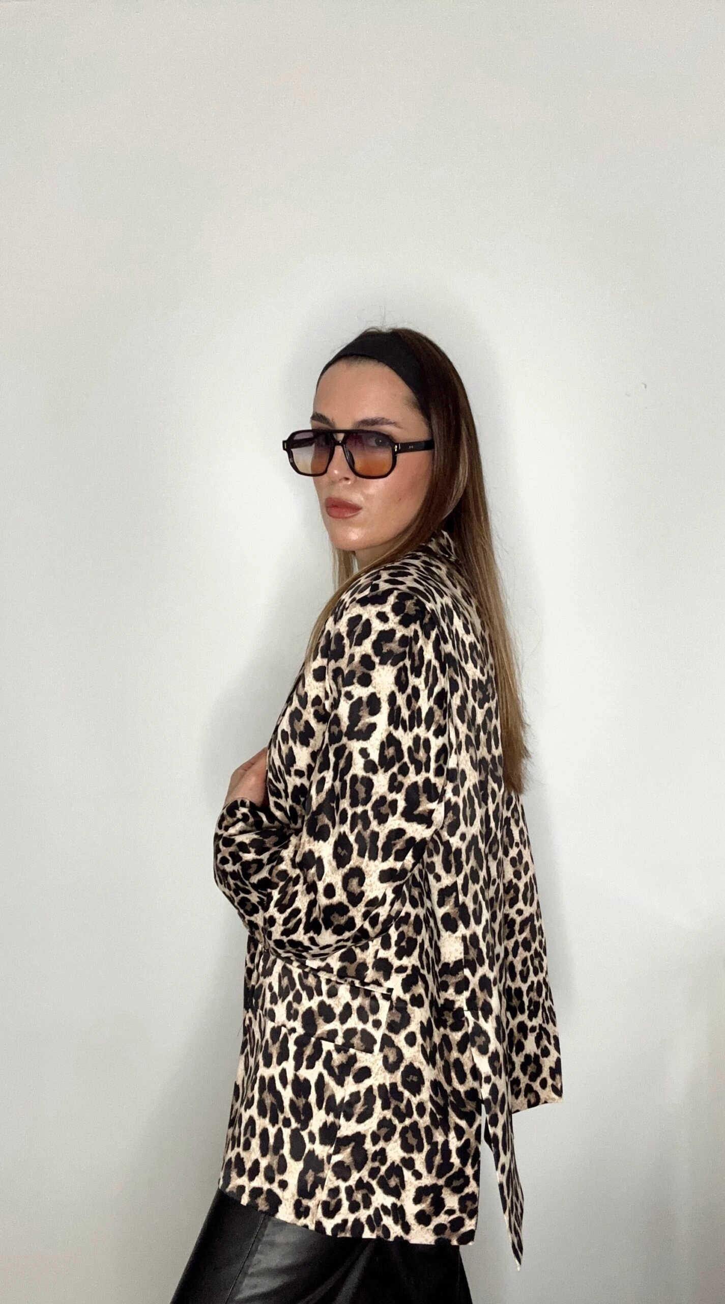 Oversıze Leopar Blazer Ceket