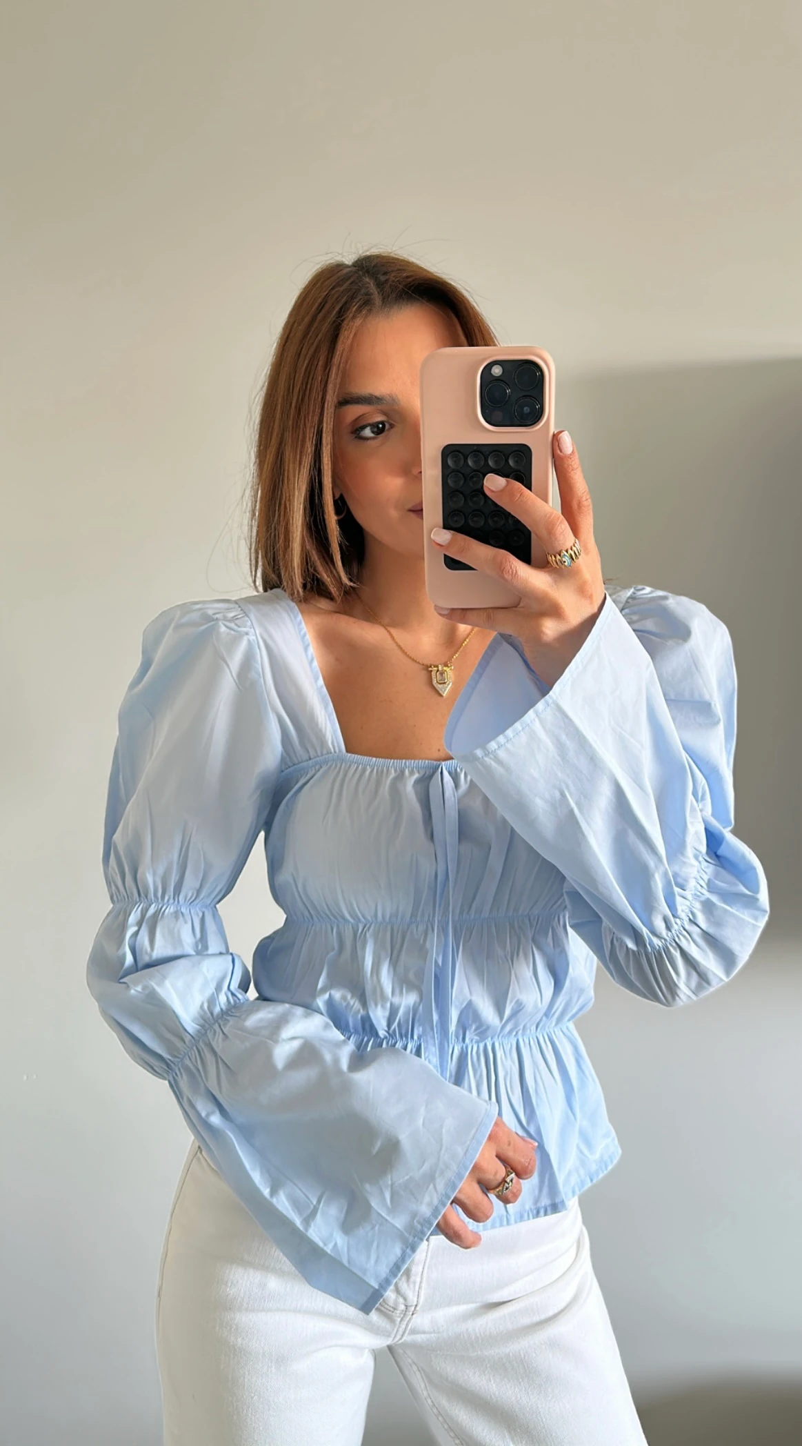 Büzgülü Bluz Bebe Mavi