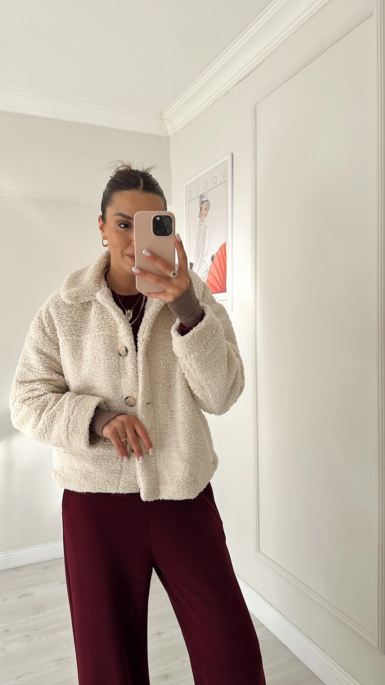 Düğmeli Peluş Ceket