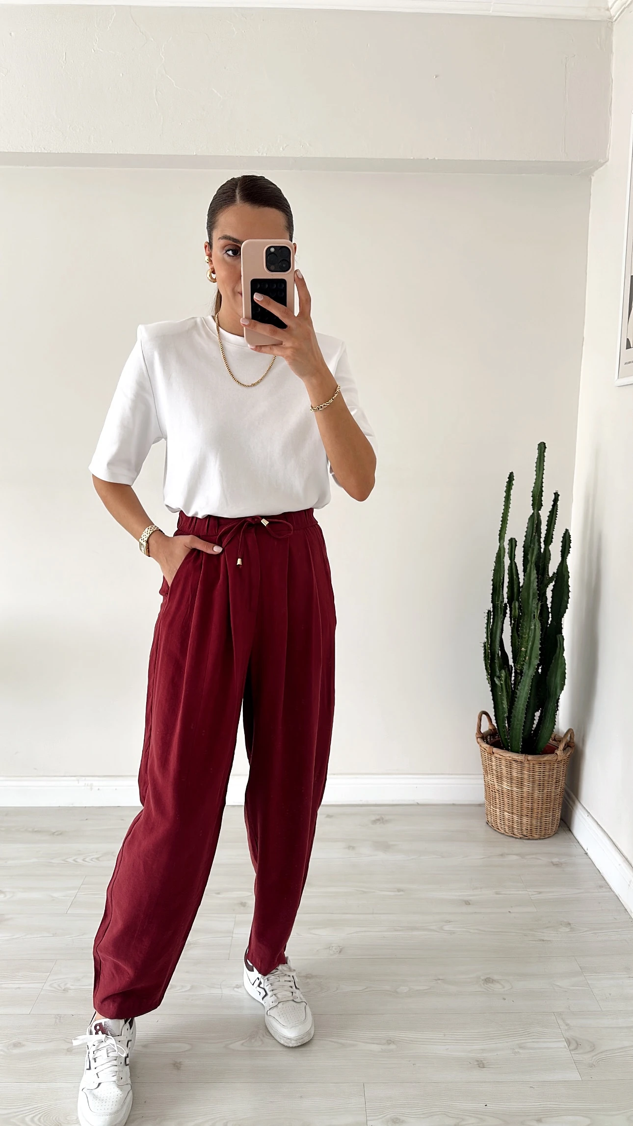 Beli Bağlamalı Relax Pantolon Bordo