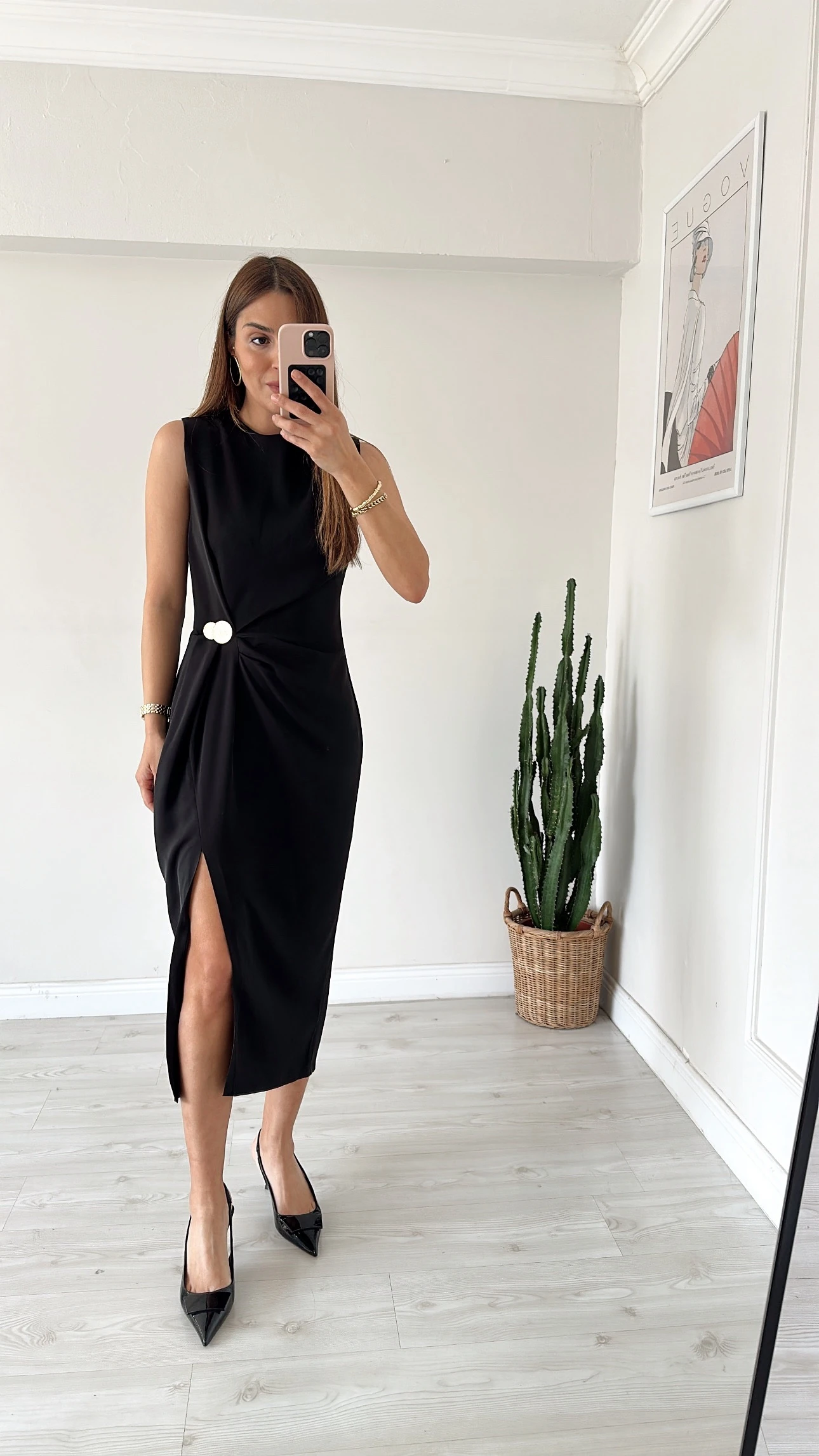 Tensel Yırtmaçlı Elbise Siyah