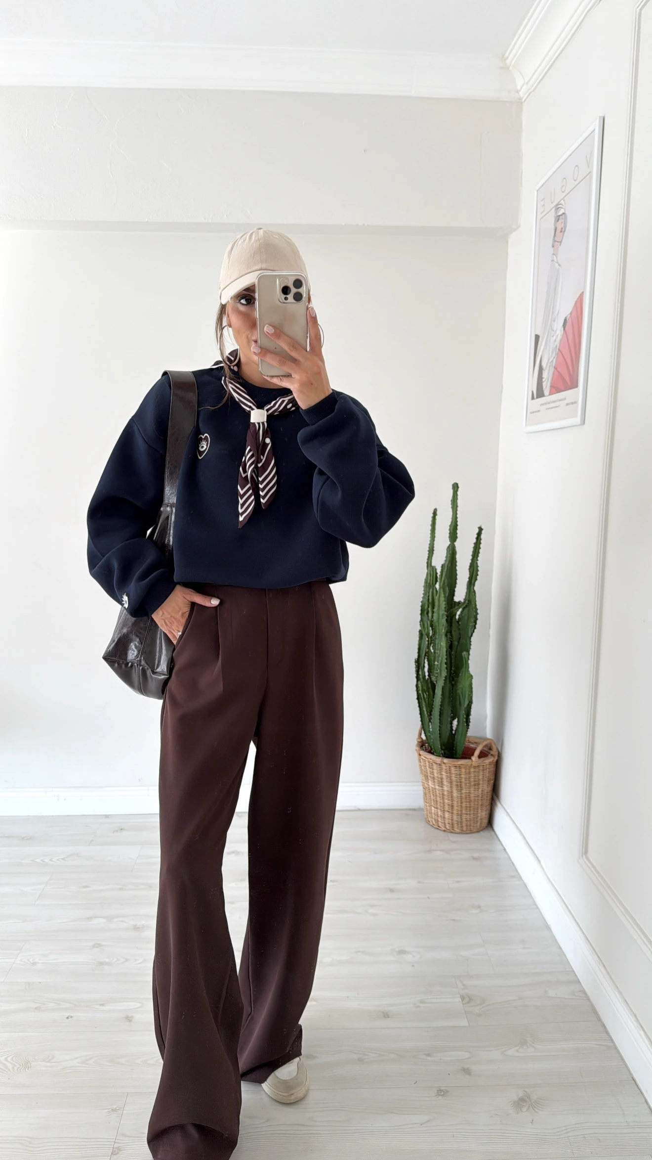 Koyu Kahve Double Krep Kumaş Palazzo