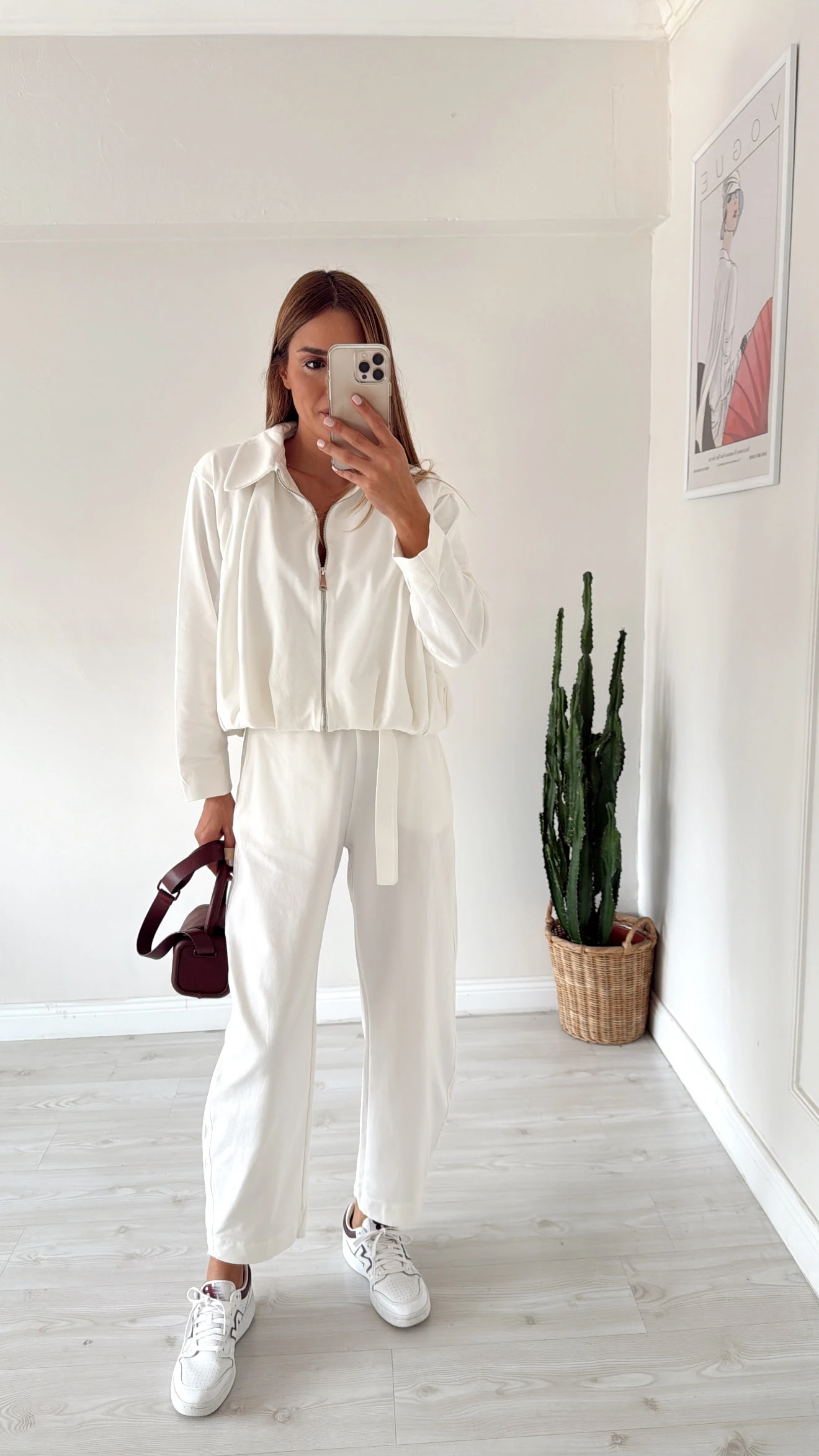 Kemerli Pantolon 2 İplik Takım Ekru