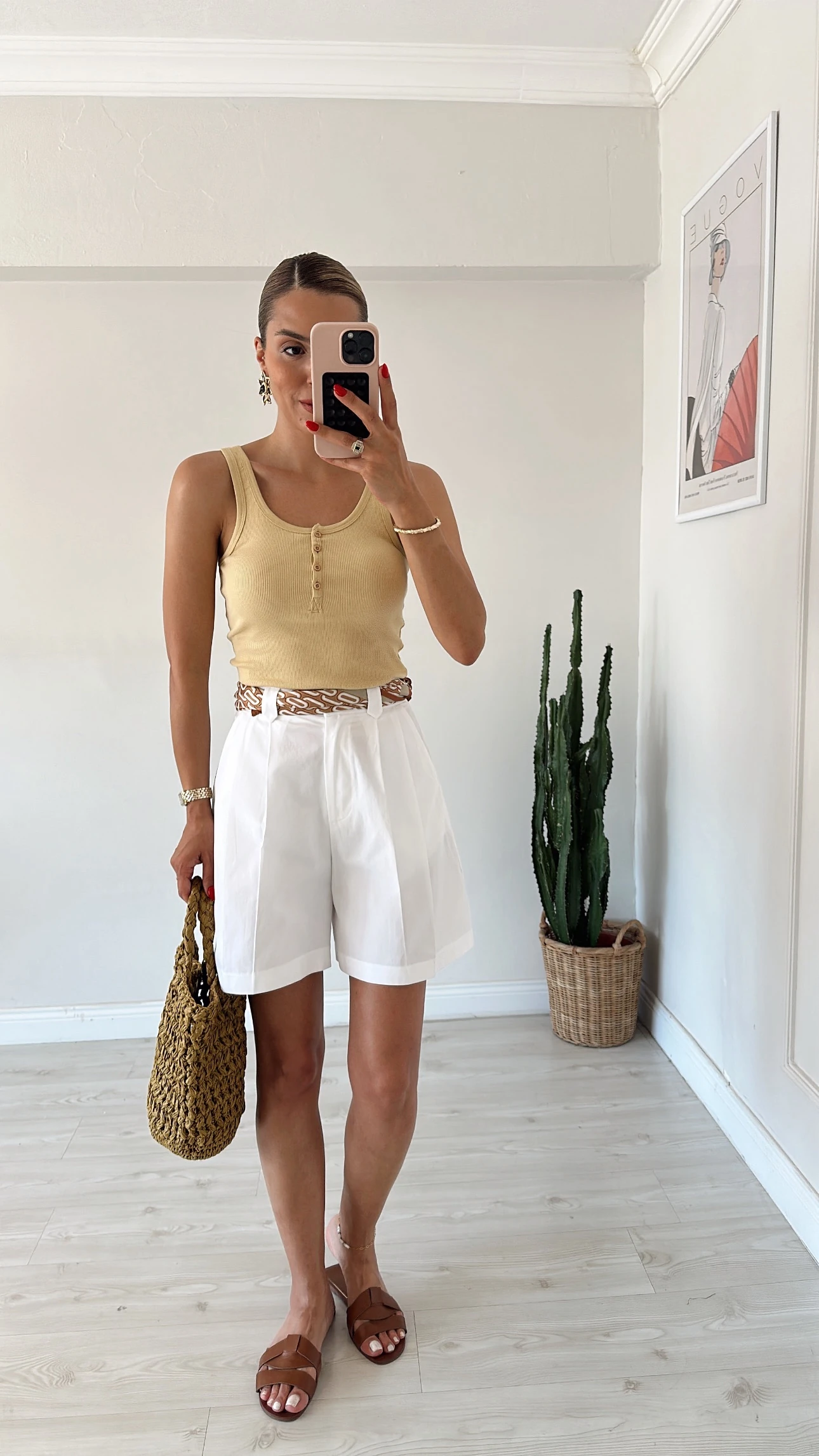 Keten Gabardin Pileli Şort Beyaz