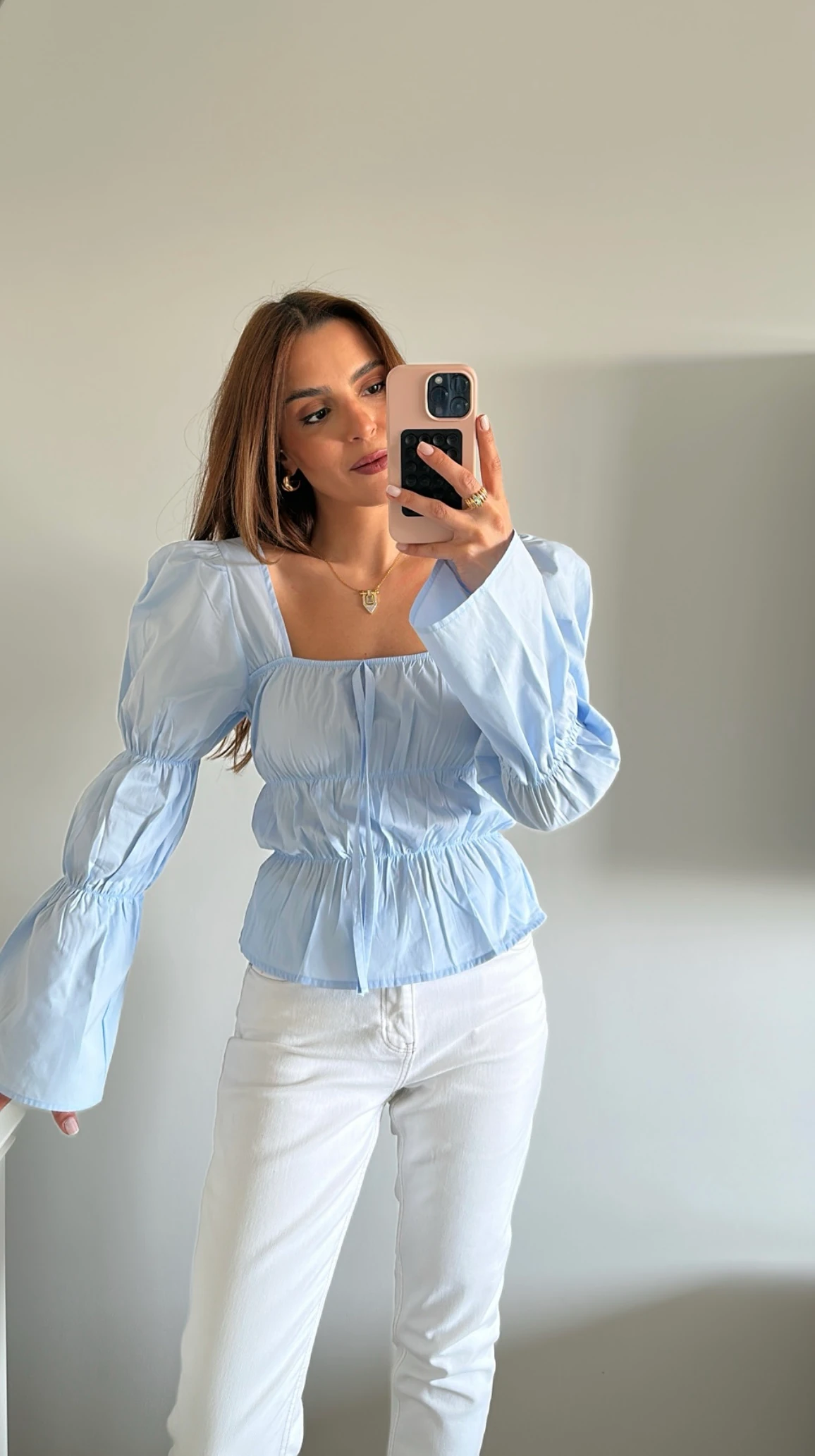 Büzgülü Bluz Bebe Mavi