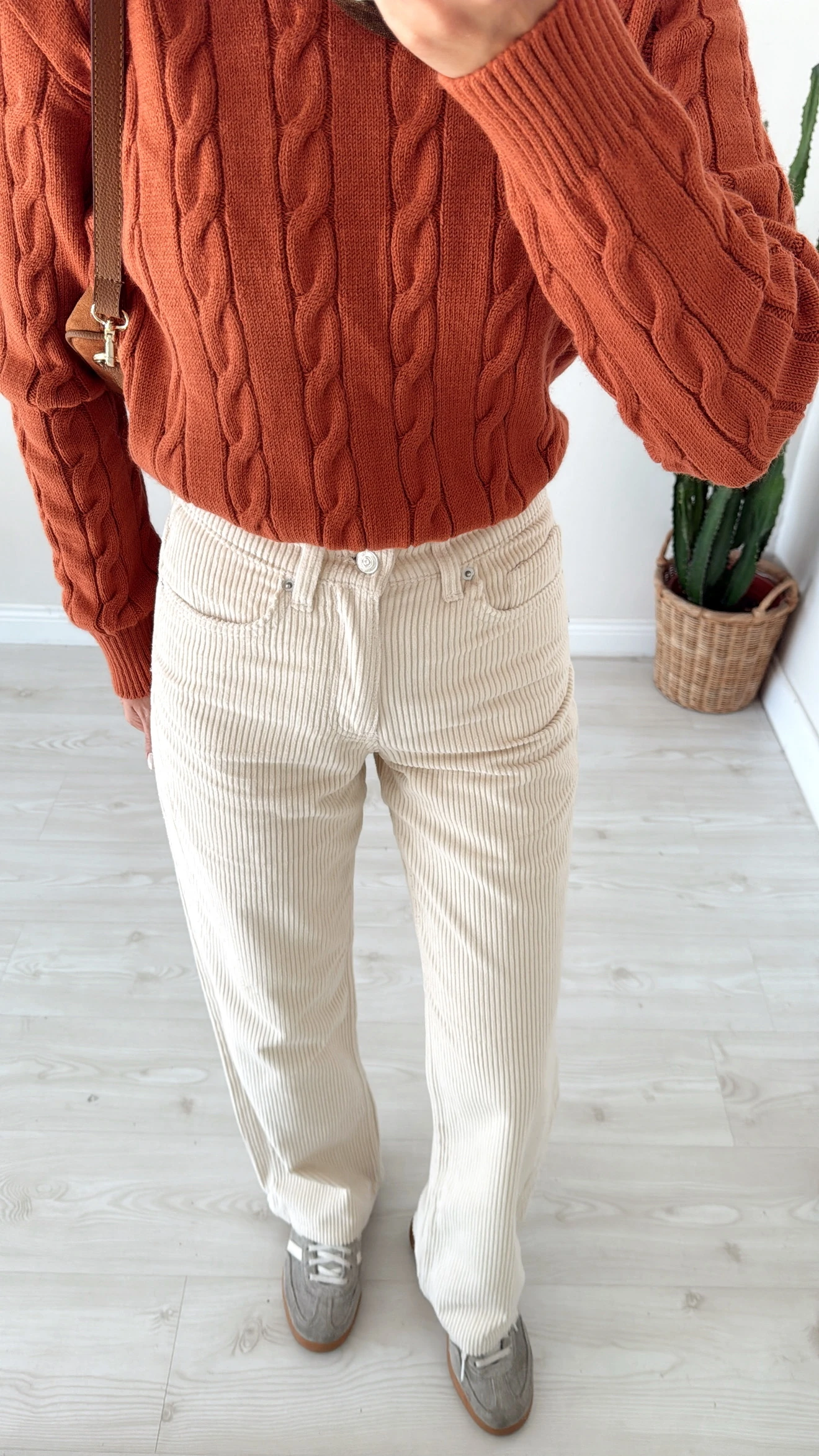 Kadife Straight Pantolon Ekru