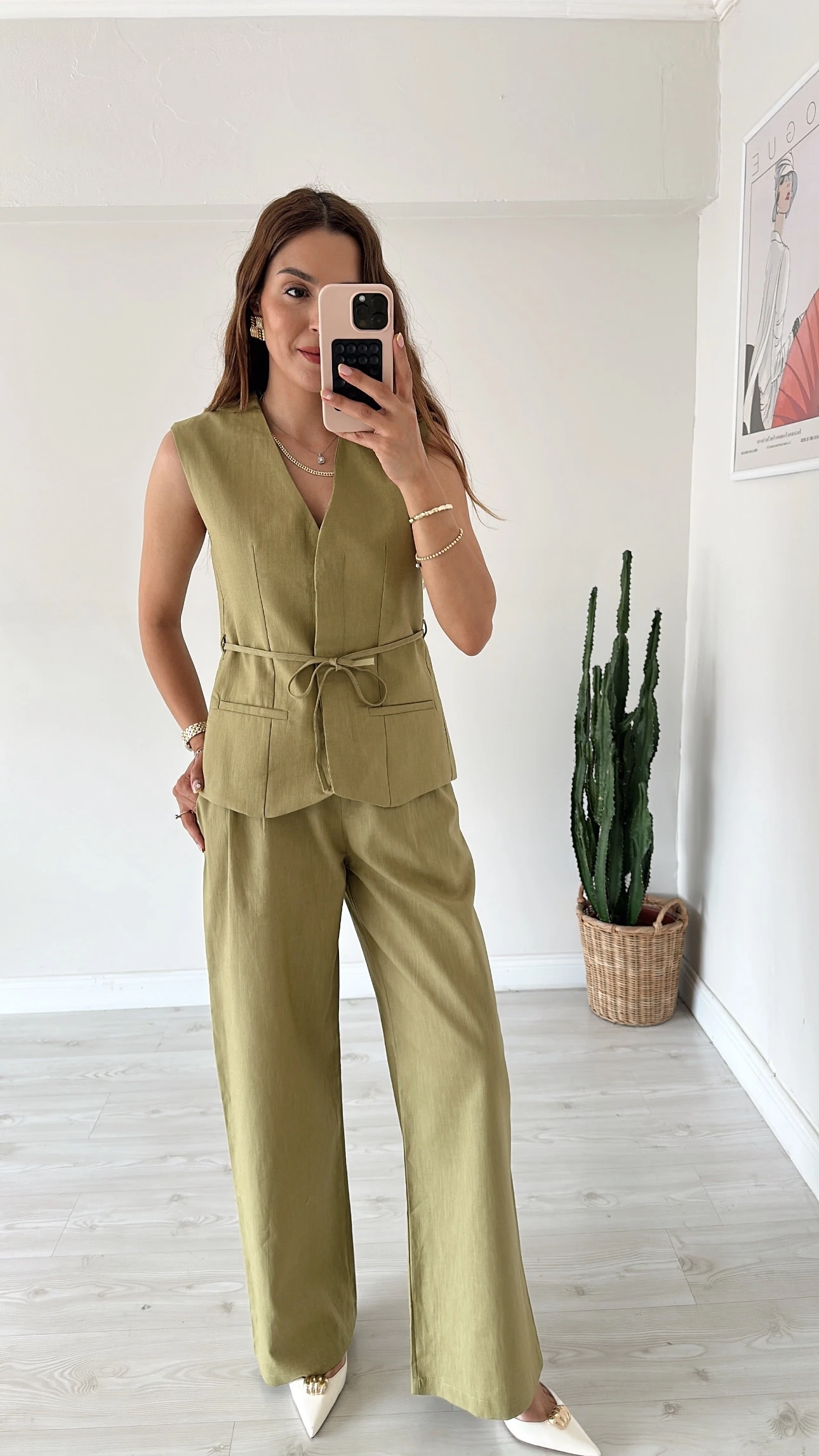 Yelekli Keten Takım