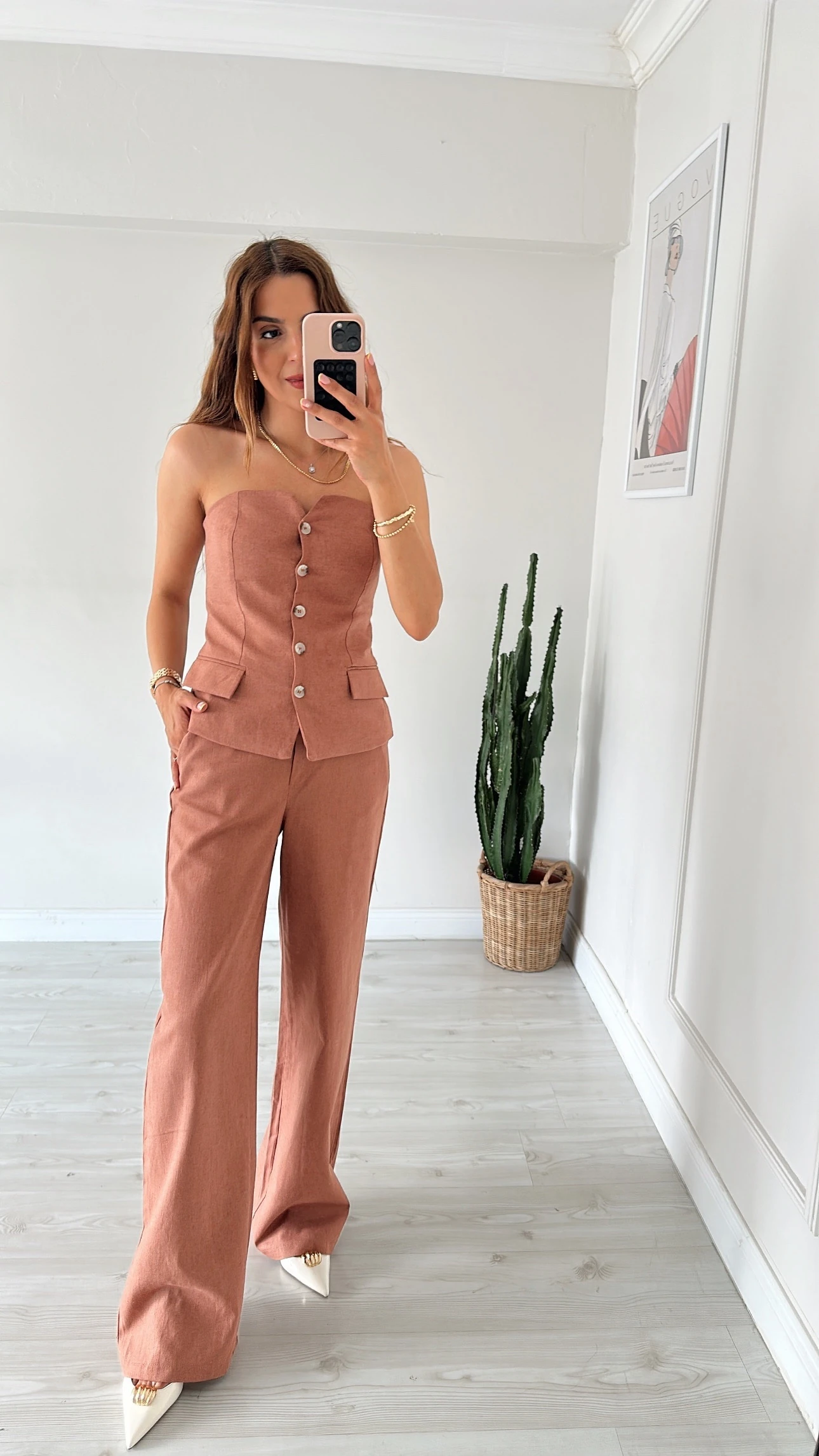 Keten Straplez Bluzlu Takım