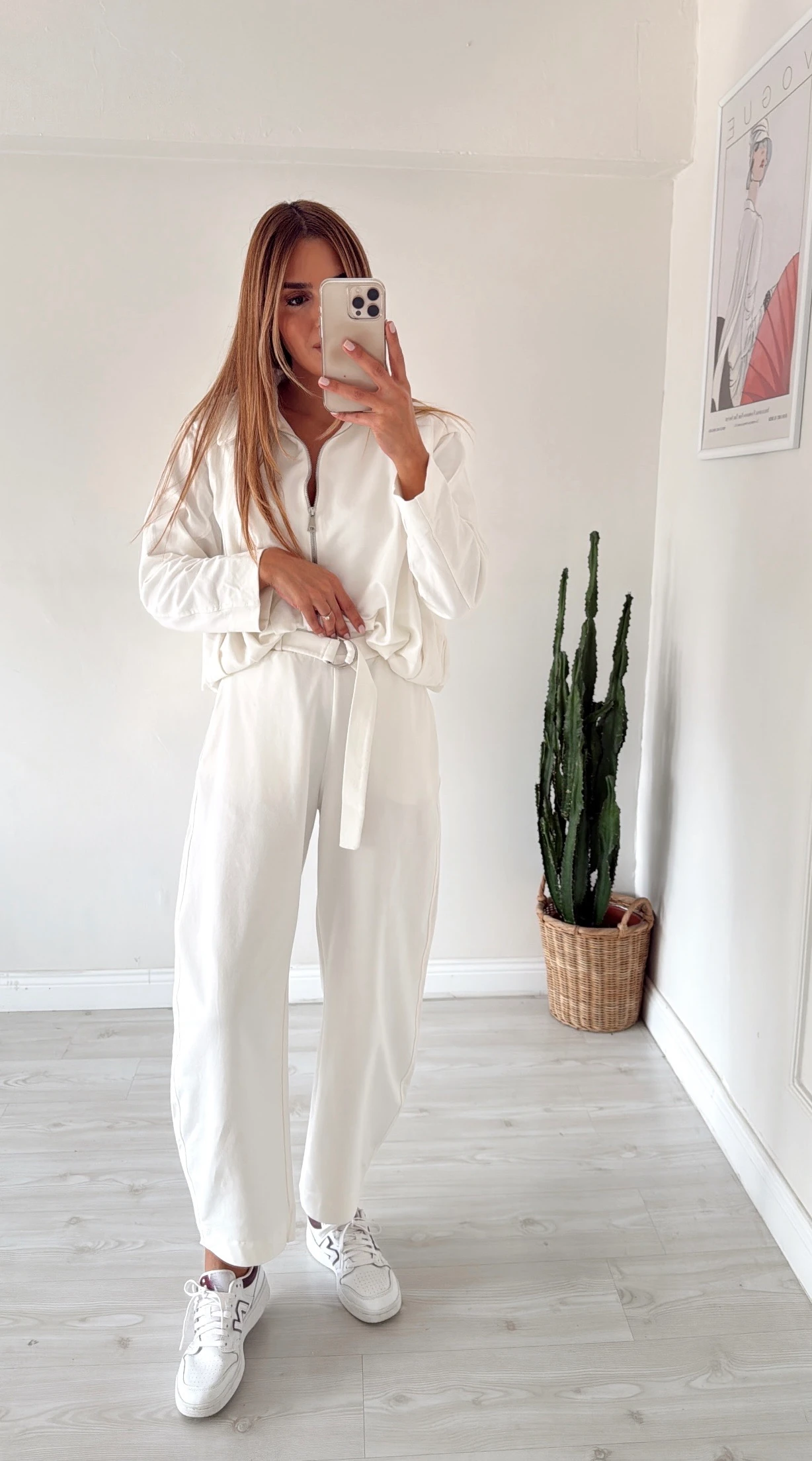 Kemerli Pantolon 2 İplik Takım Ekru