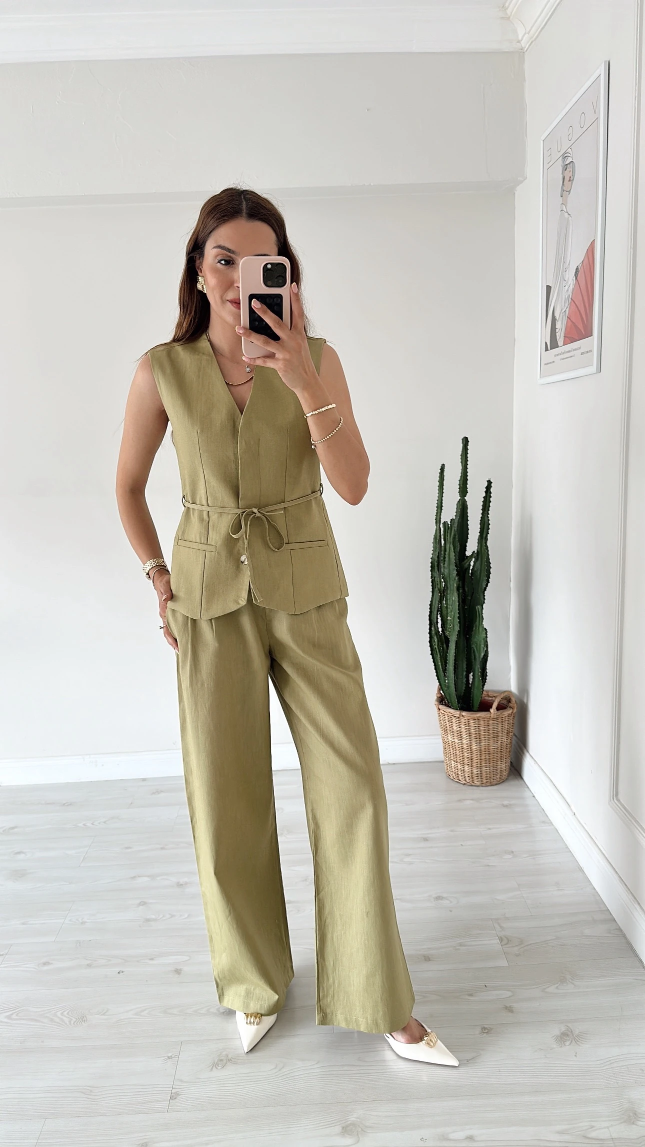 Yelekli Keten Takım