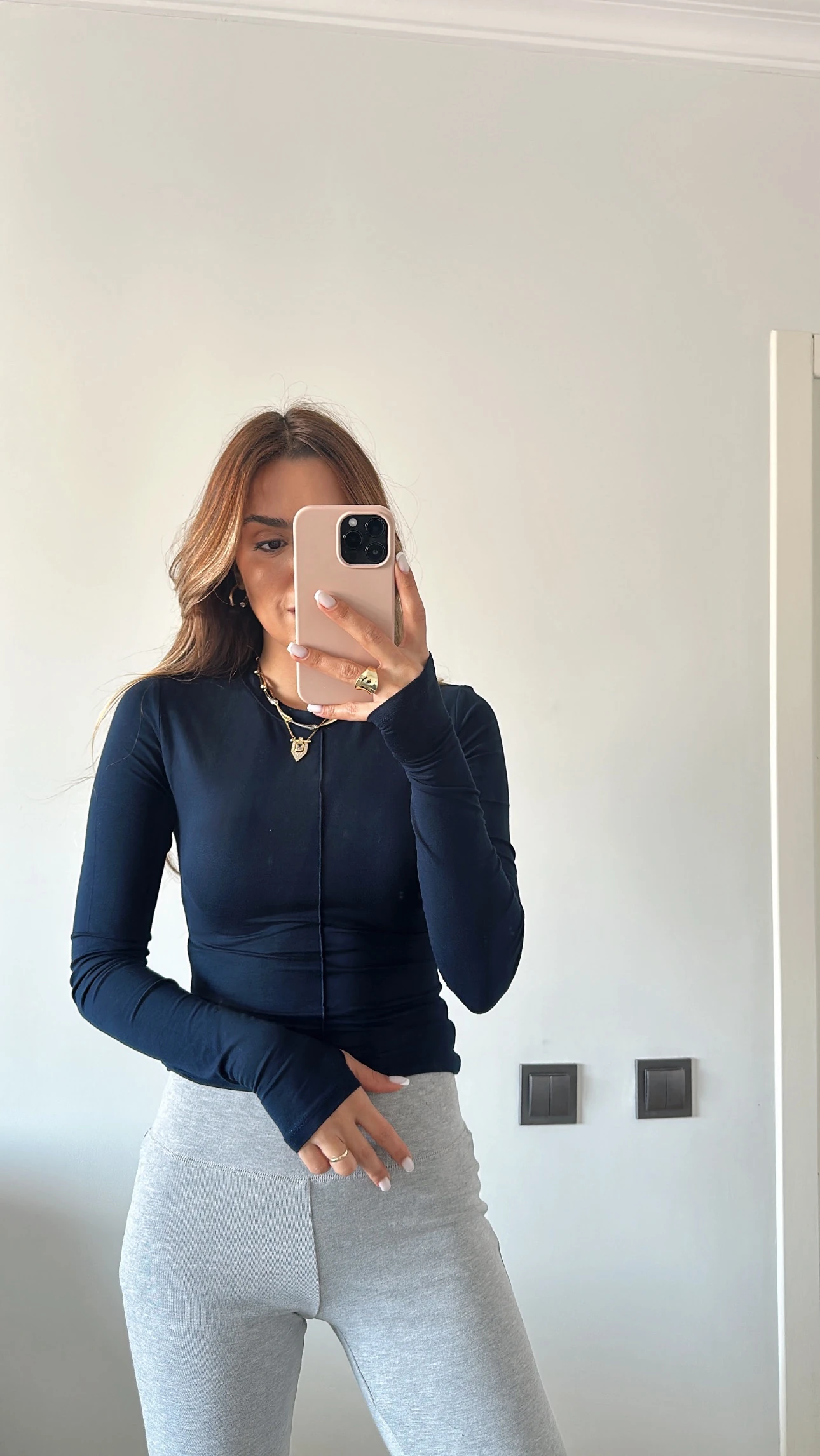 Parmak Geçmeli Bluz Lacivert