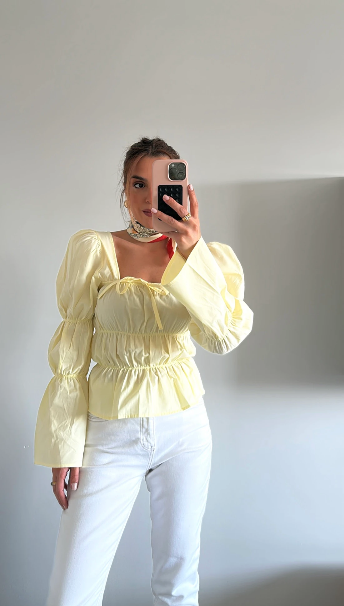 Büzgülü Bluz Soft Sarı