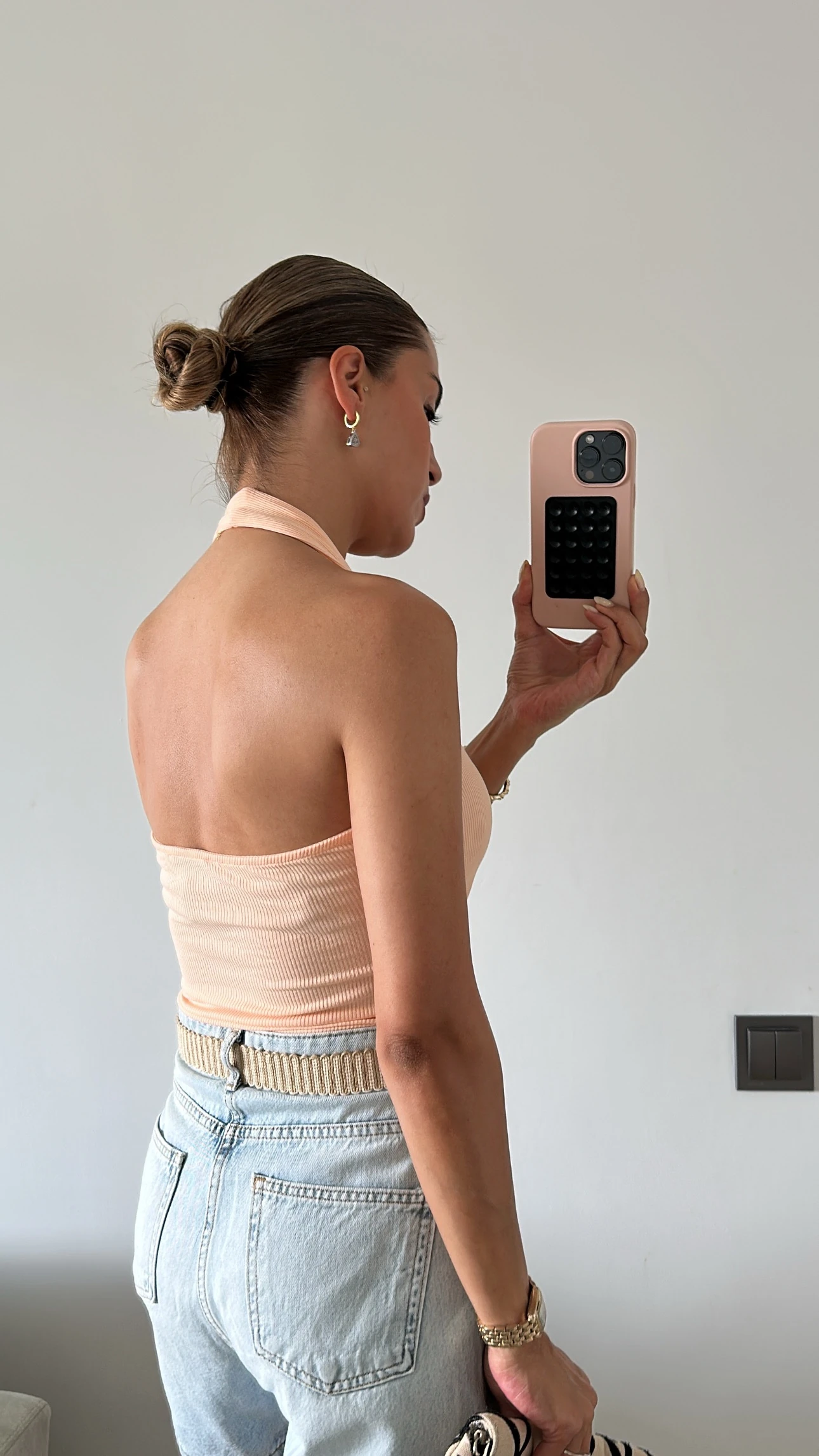 Boyundan Geçmeli Fitilli body Somon