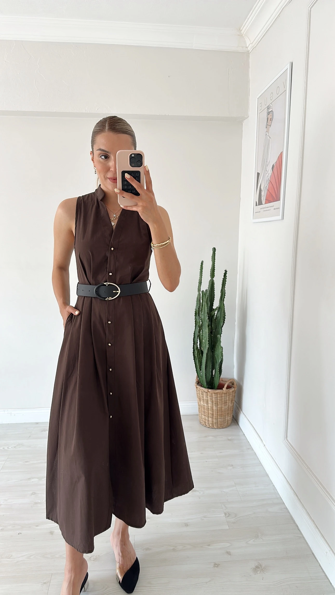 Kolsuz Gömlek Elbise Acı Kahve