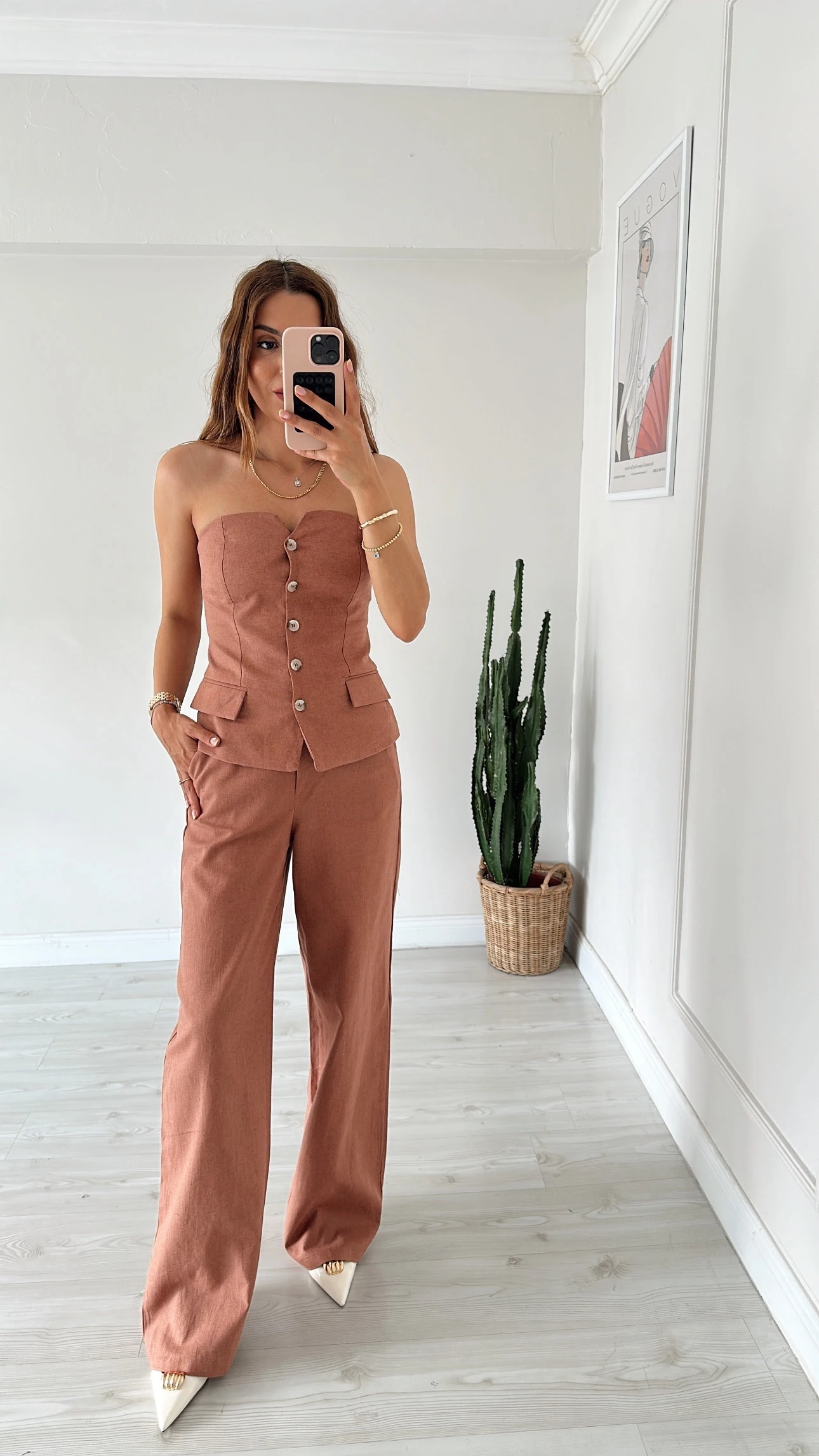 Keten Straplez Bluzlu Takım