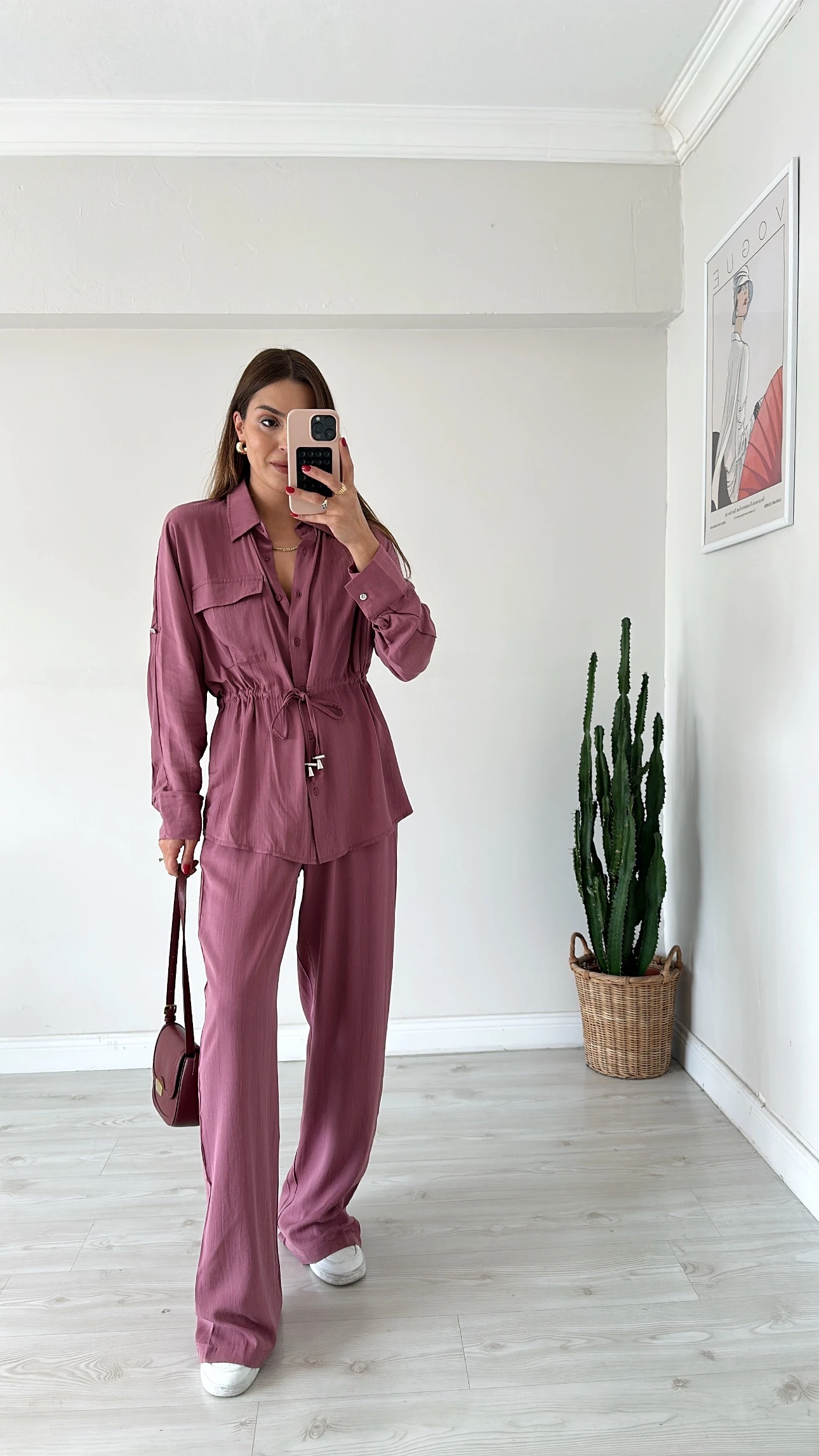 Bağlama Detaylı Takım Gül Kurusu