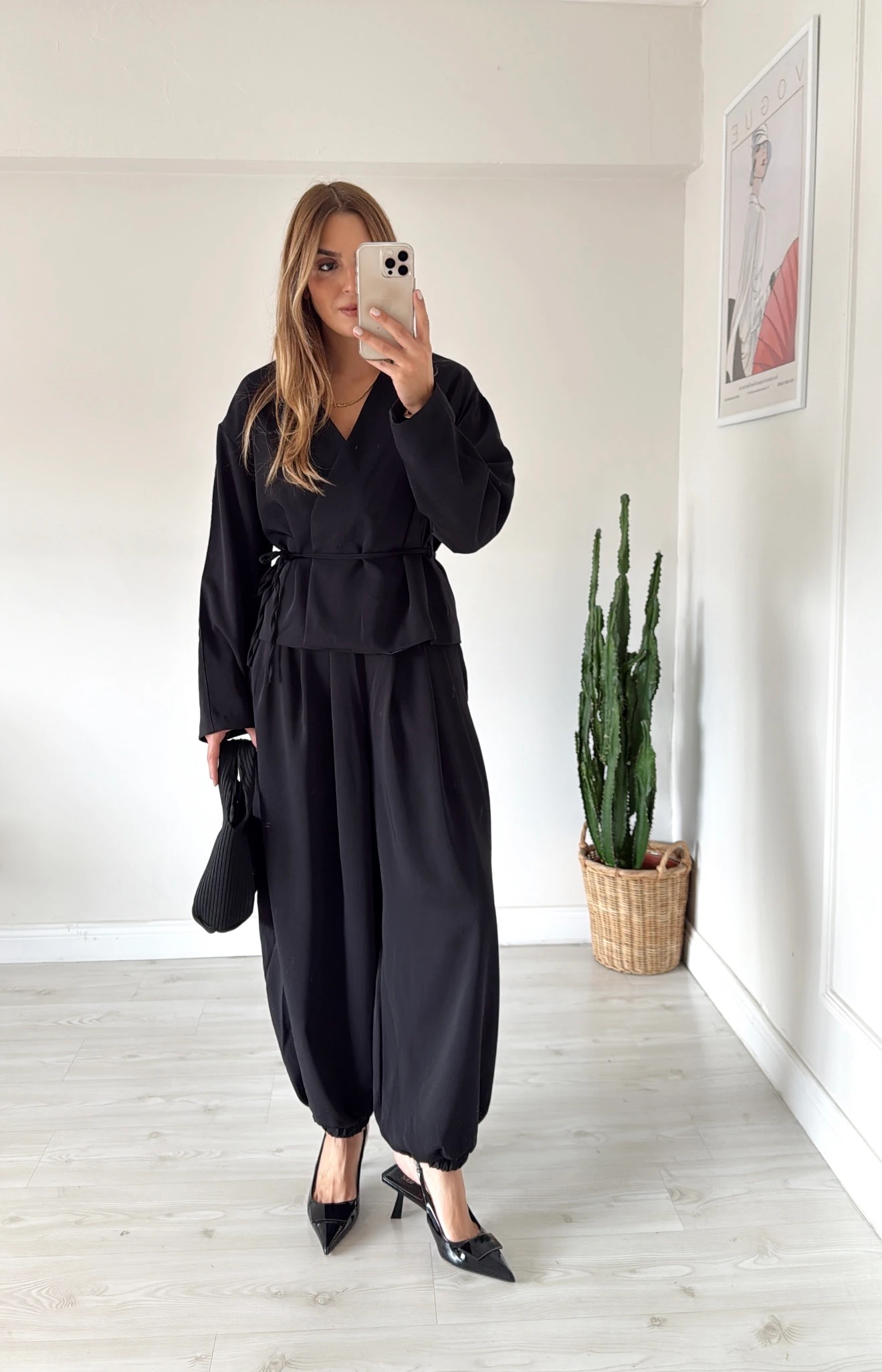 Şalvar Pantolonlu Takım Siyah