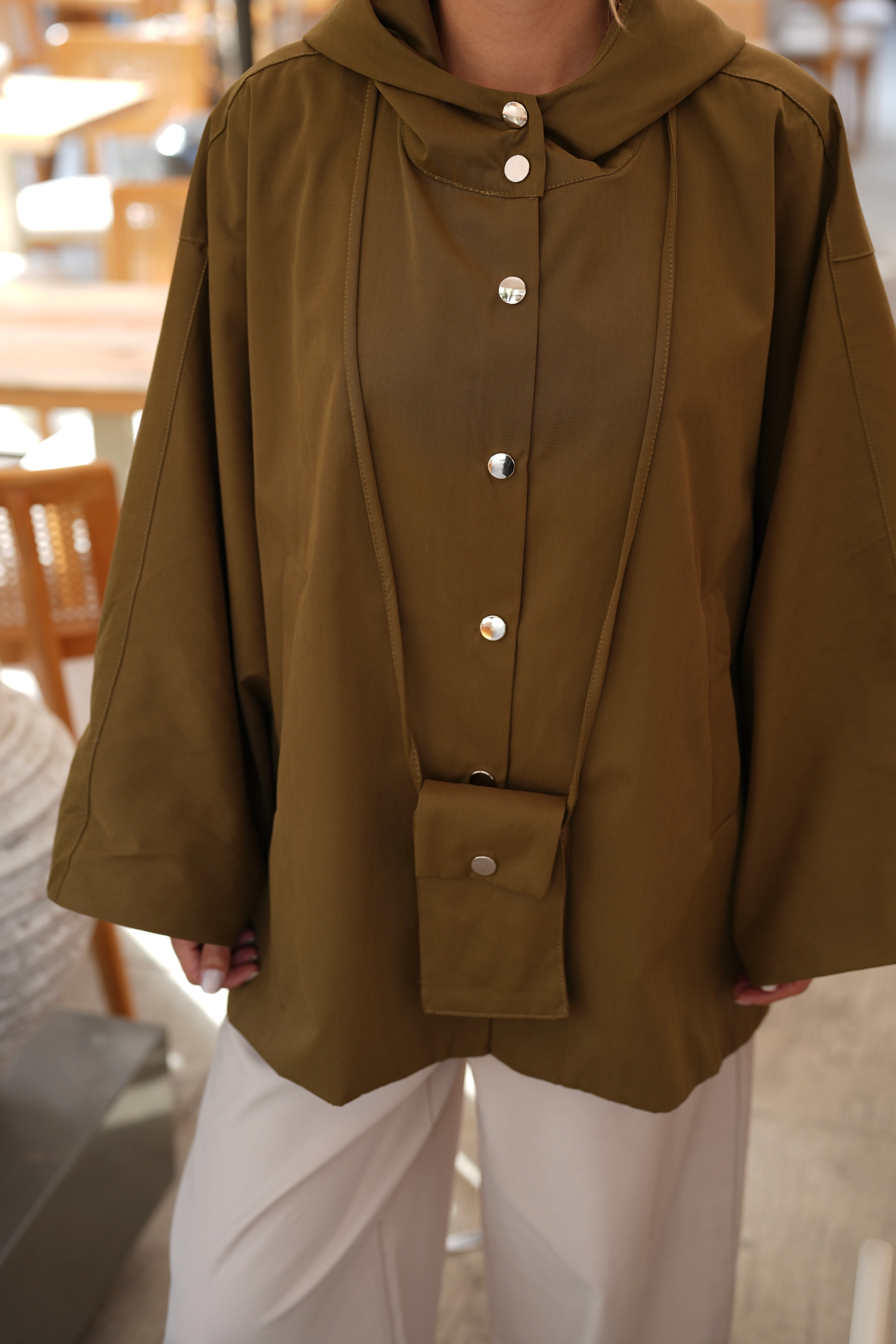 Çanta Aksesuarlı  Panço Haki