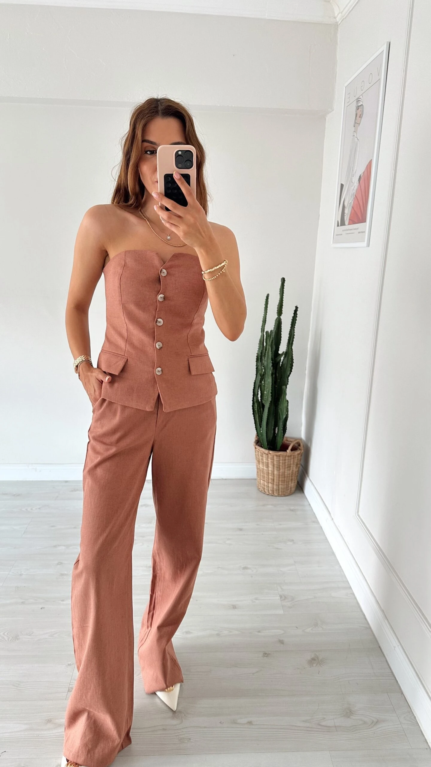 Keten Straplez Bluzlu Takım