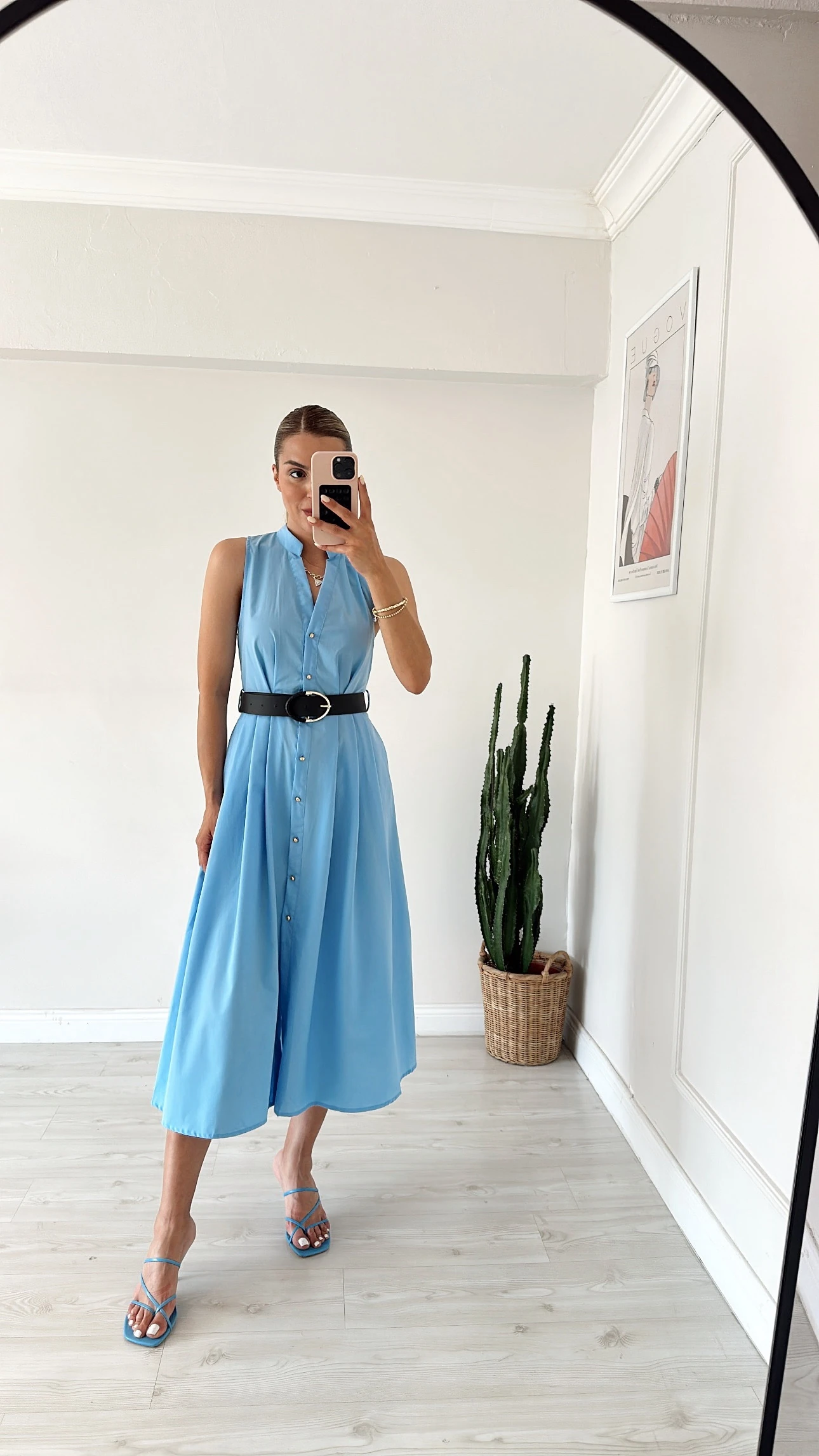 Kolsuz Gömlek Elbise Mavi