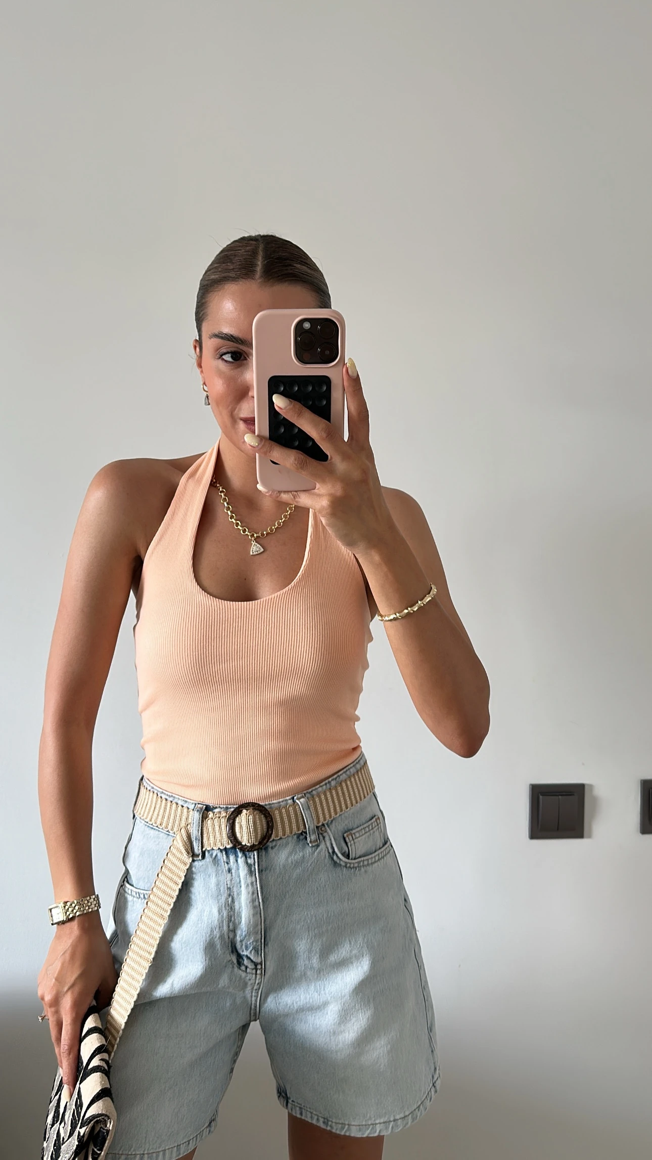 Boyundan Geçmeli Fitilli body Somon