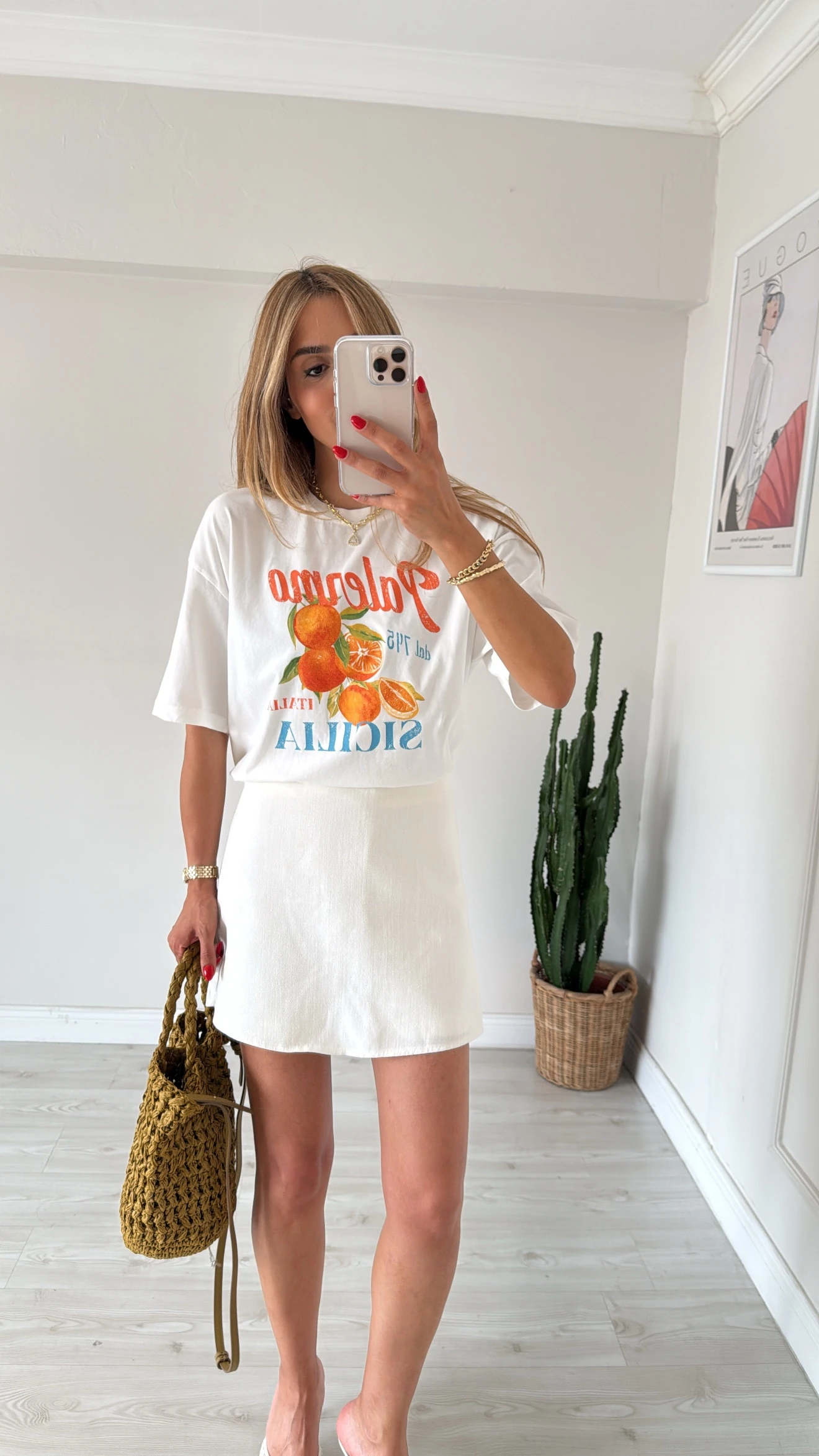 Portakal Baskılı Oversıze tshırt