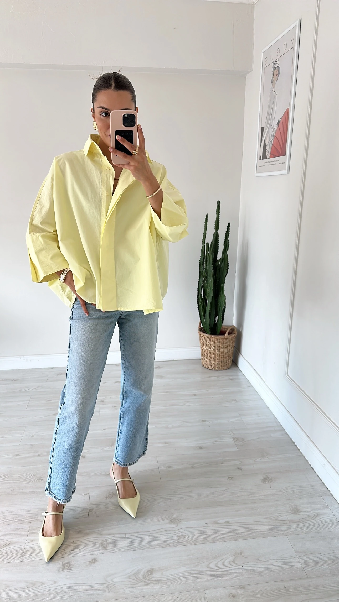 Oversıze Kalın Manşet Gömlek Sarı