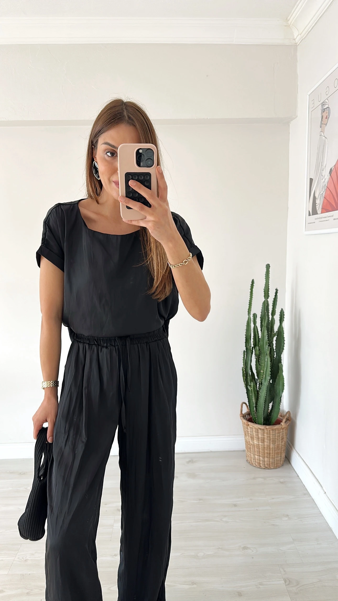 Kırışık Kumaş Bluzlu Takım