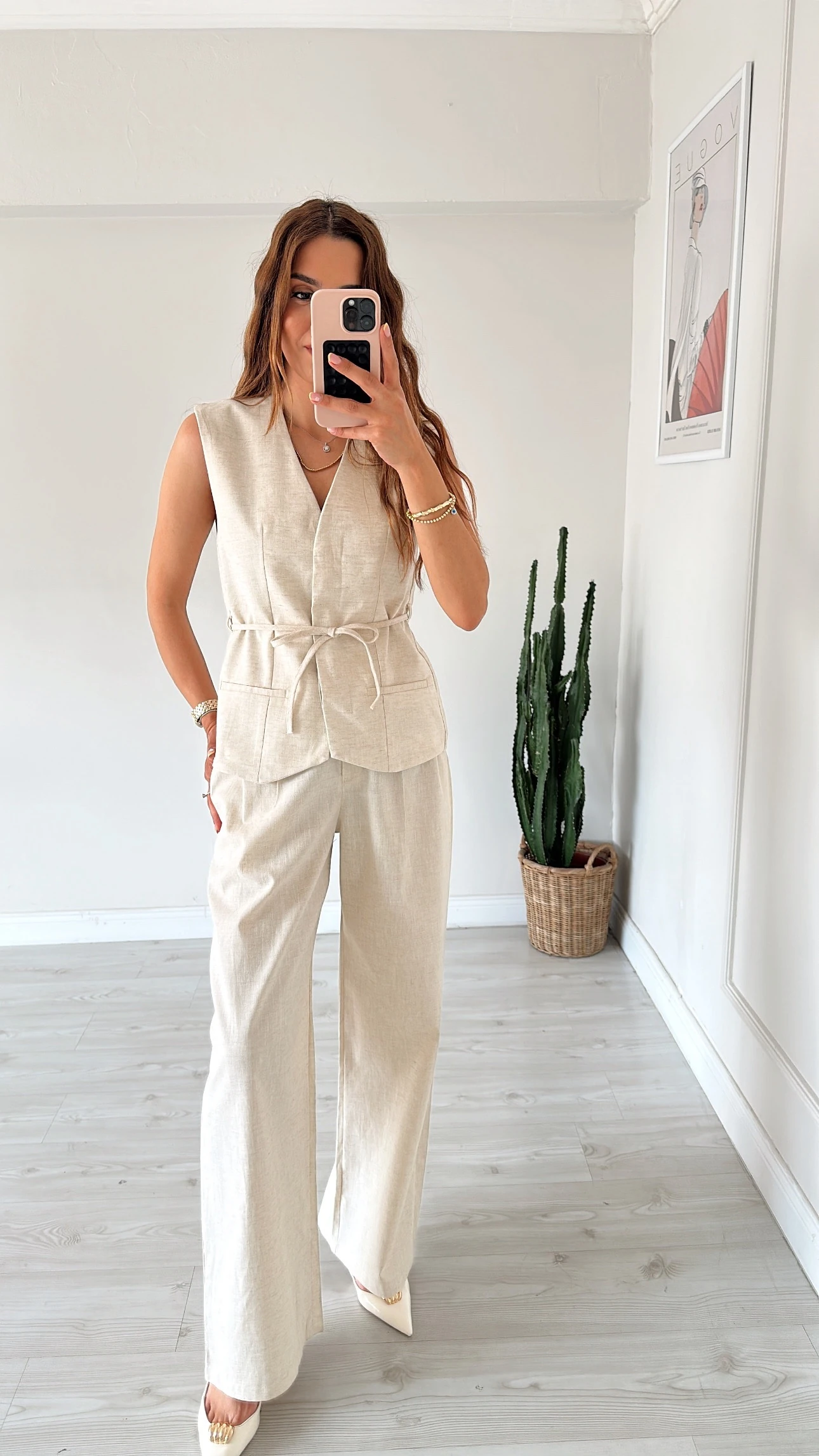 Yelekli Keten Takım Taş