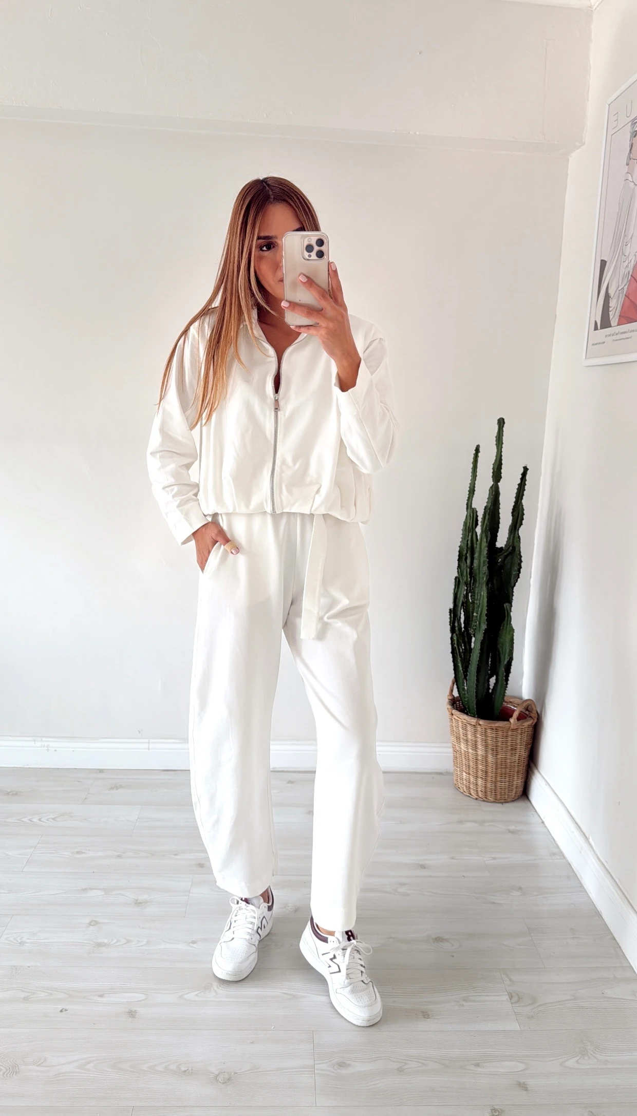 Kemerli Pantolon 2 İplik Takım Ekru