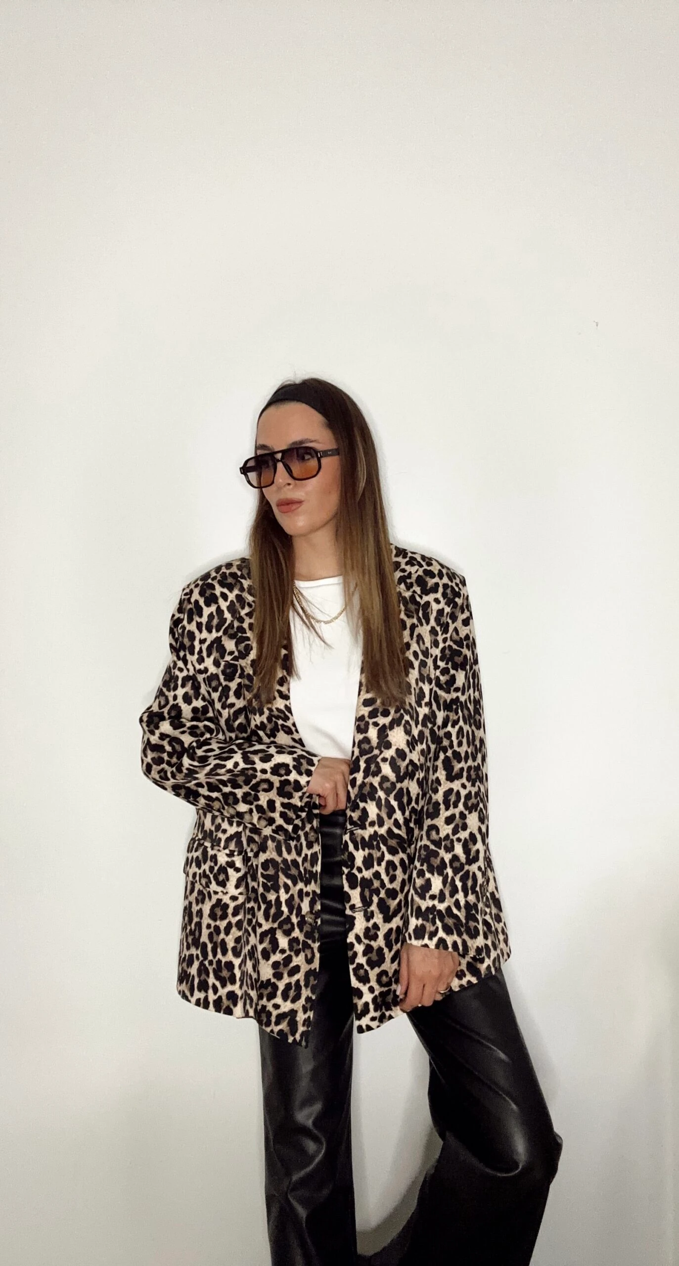 Oversıze Leopar Blazer Ceket