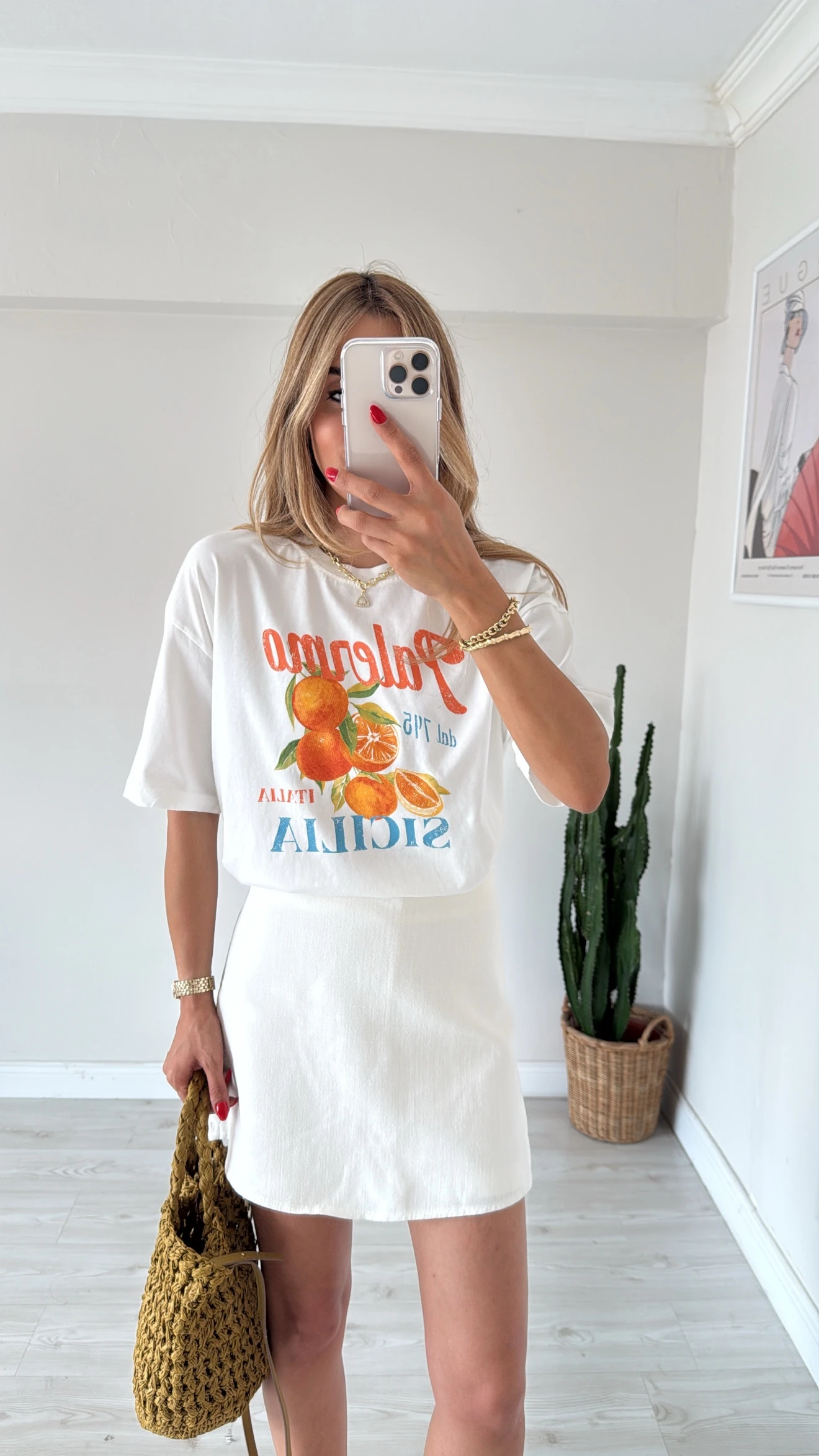 Portakal Baskılı Oversıze tshırt