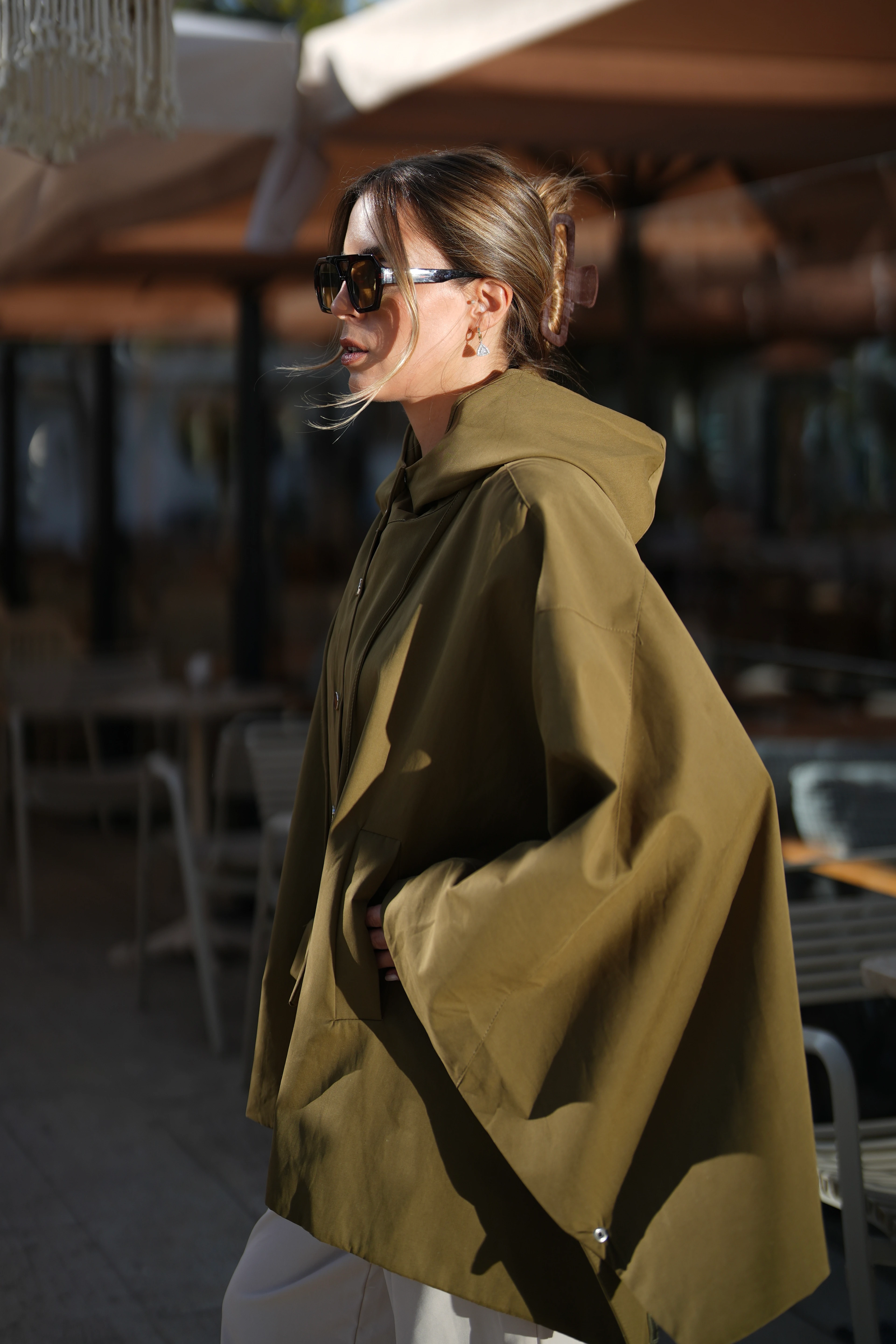 Çanta Aksesuarlı  Panço Haki