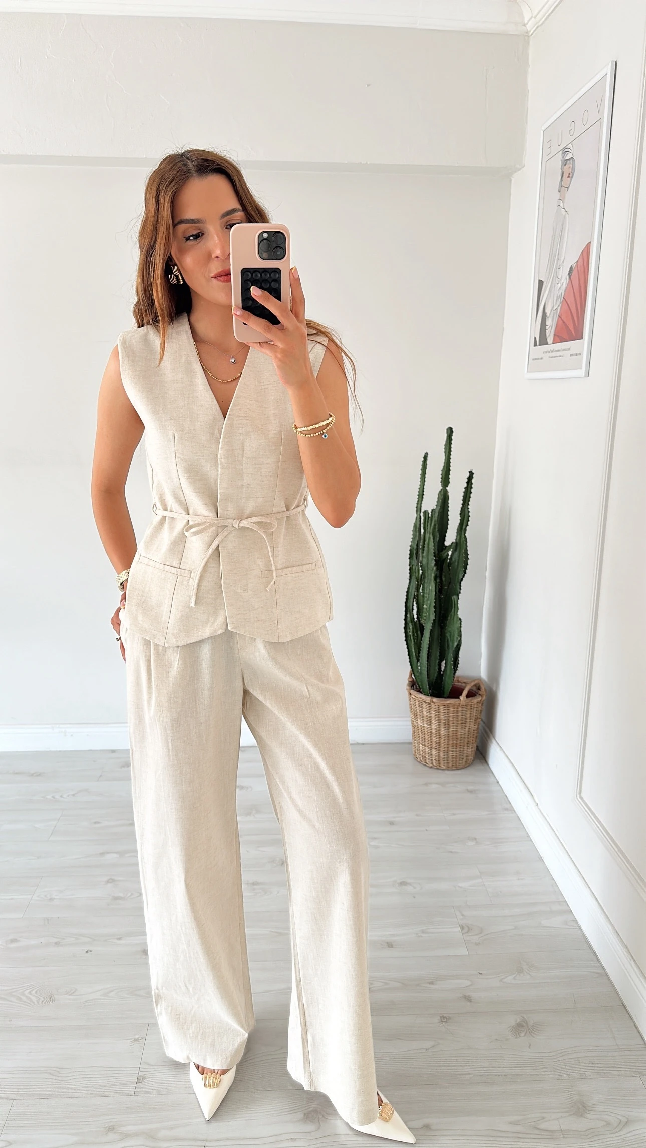 Yelekli Keten Takım Taş