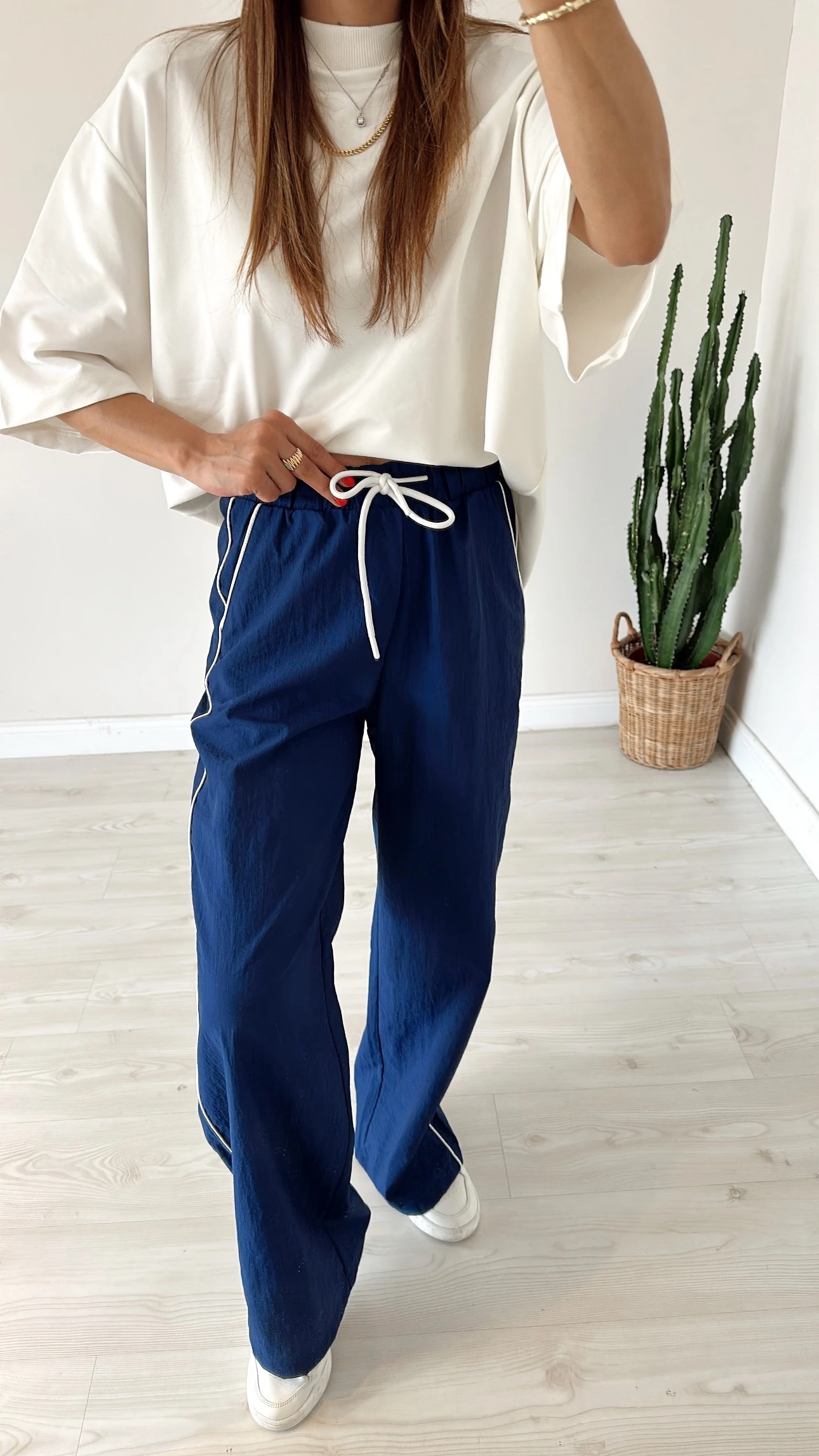 Beli Bağlamalı Paraşüt Pantolon Lacivert