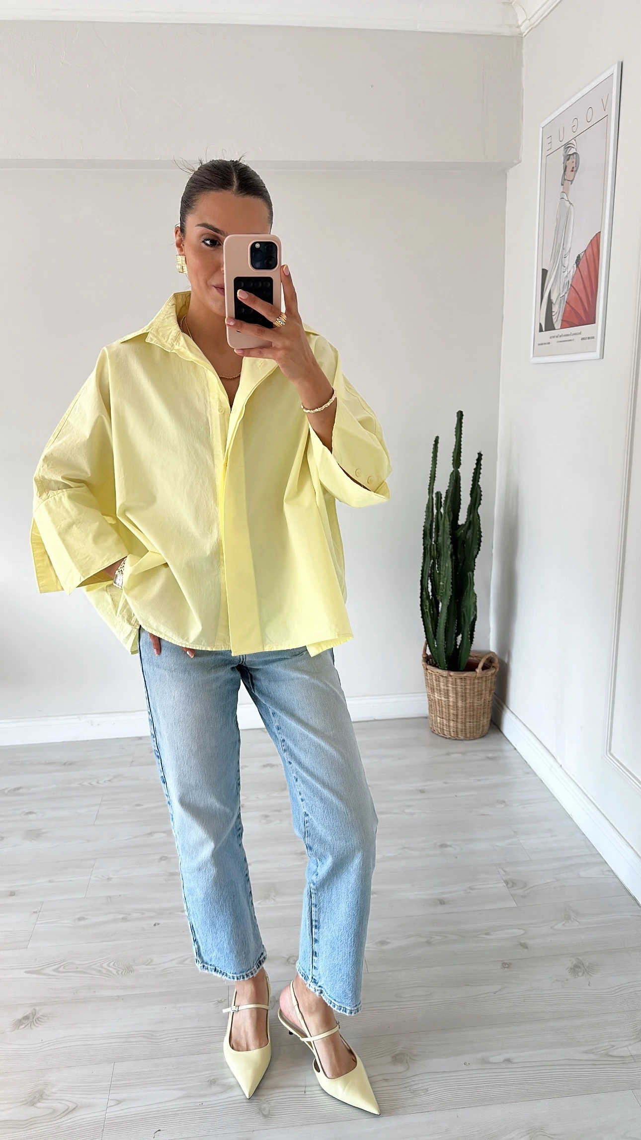 Oversıze Kalın Manşet Gömlek Sarı