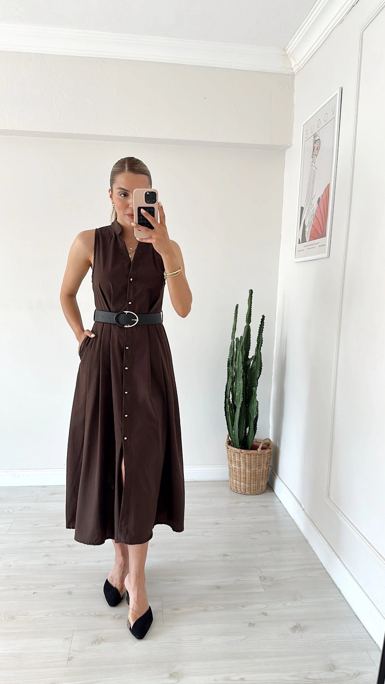 Kolsuz Gömlek Elbise Acı Kahve