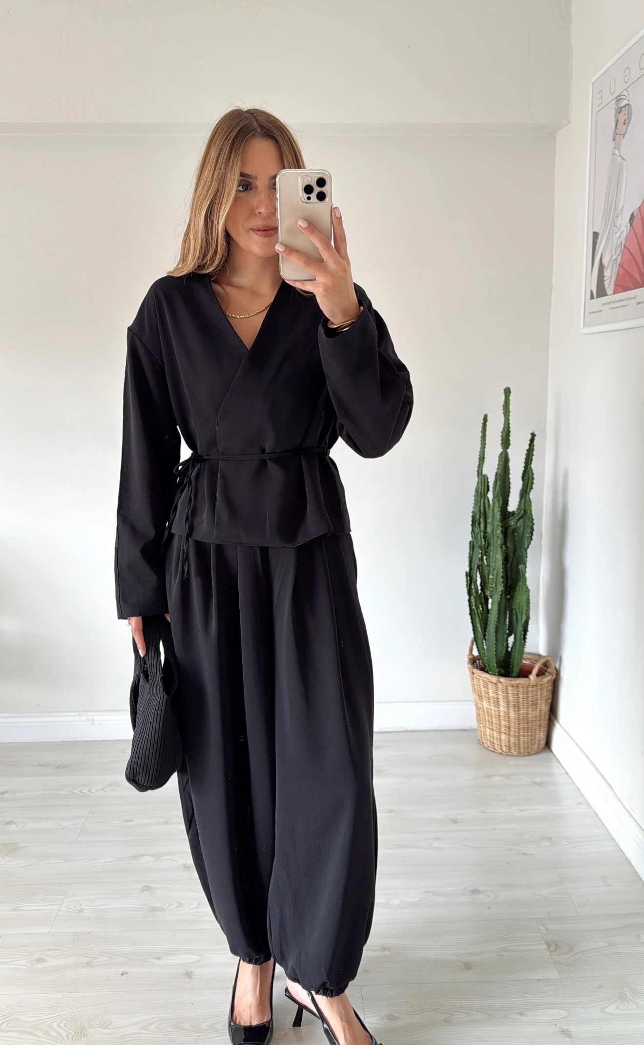 Şalvar Pantolonlu Takım Siyah