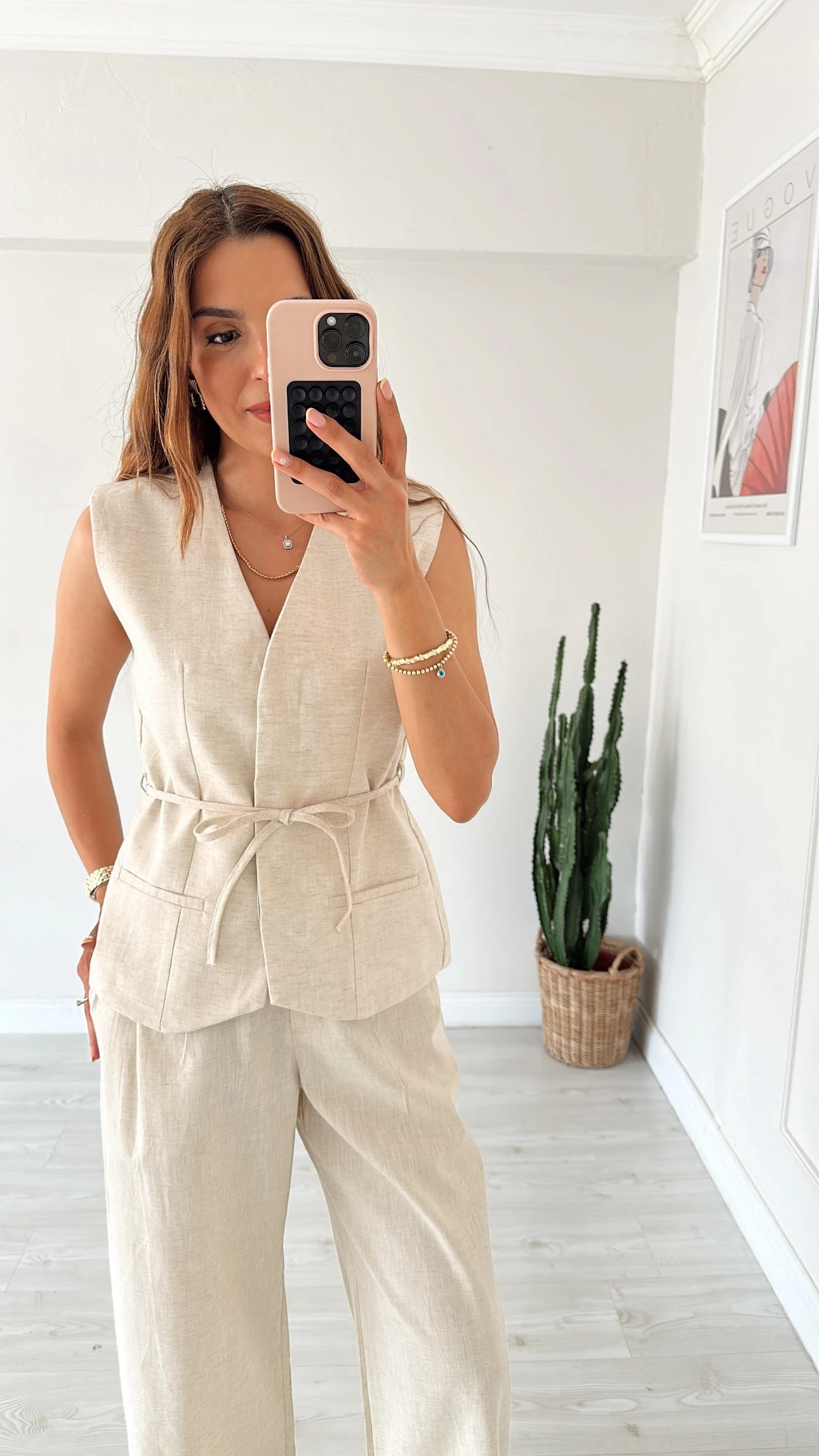 Yelekli Keten Takım Taş