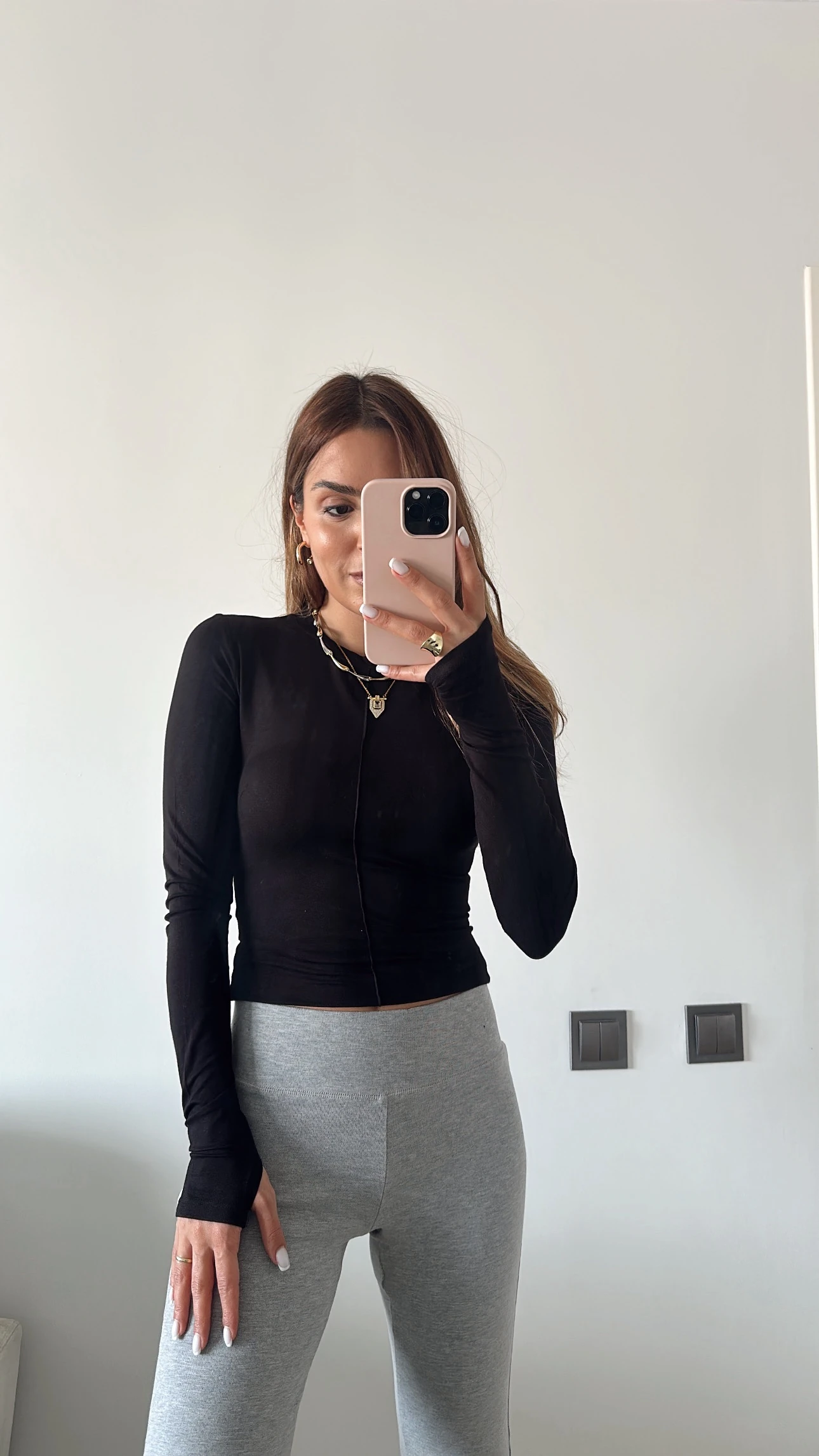 Parmak Geçmeli Bluz Siyah