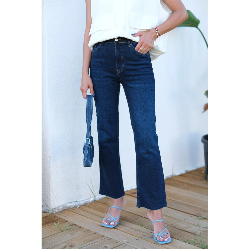 Likralı Koyu Lacivert Jean