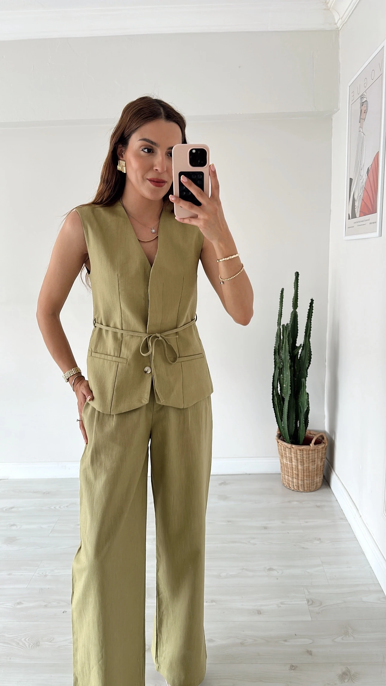 Yelekli Keten Takım