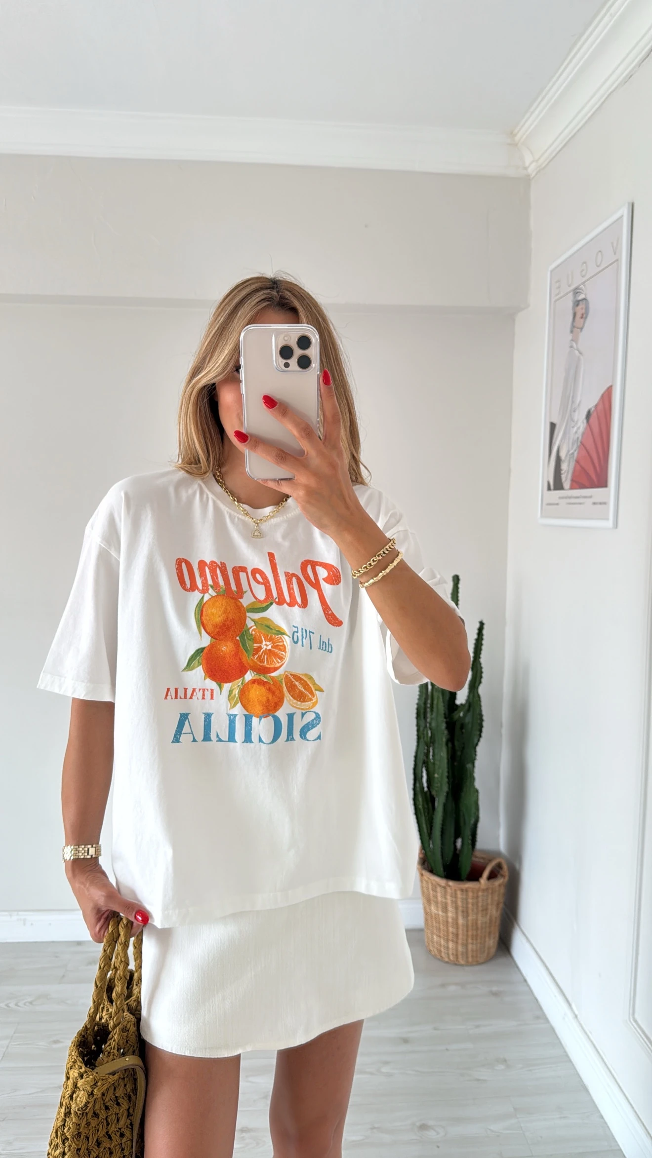 Portakal Baskılı Oversıze tshırt