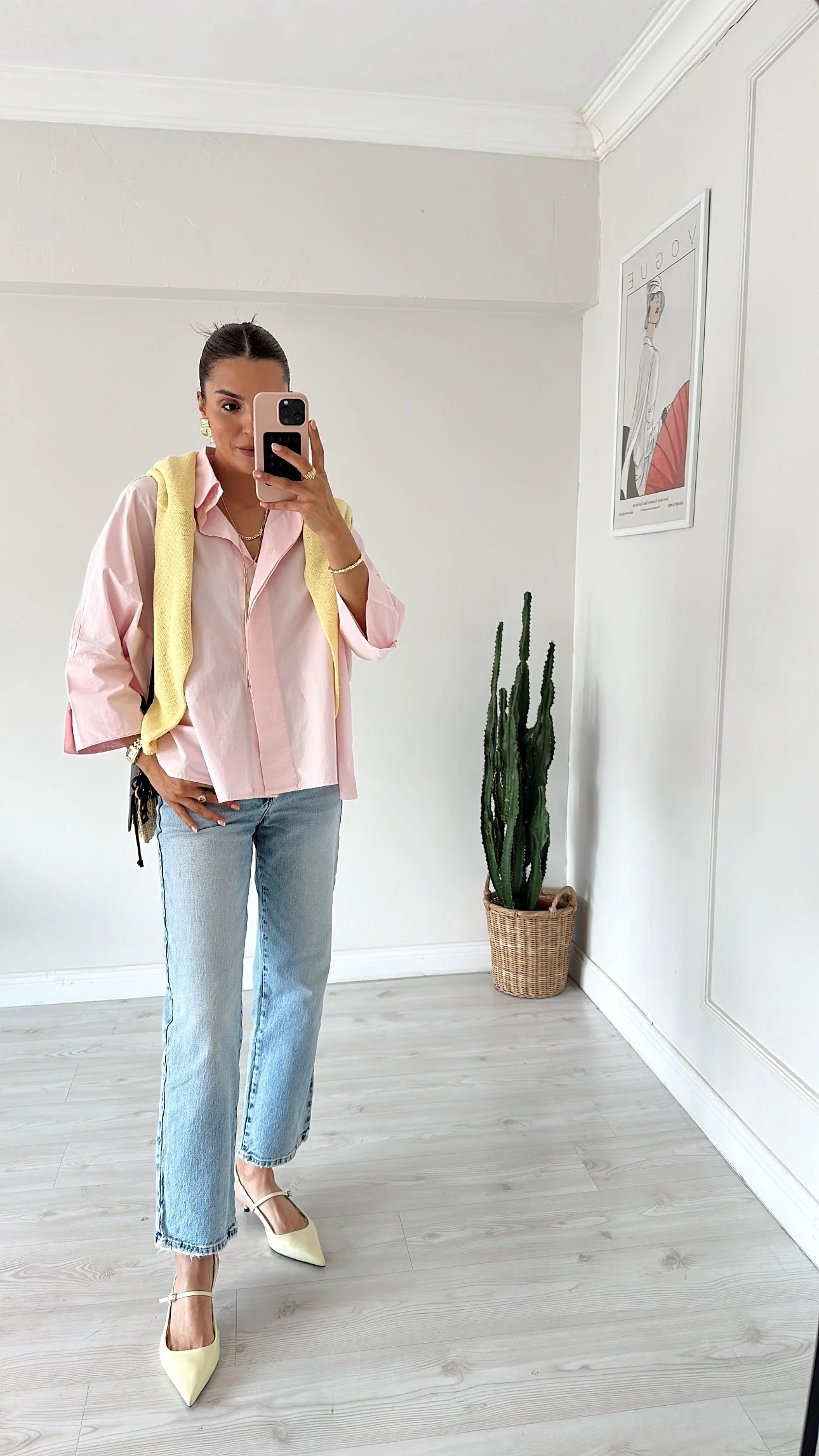 Oversıze Kalın Manşetli Gömlek Açık Pembe