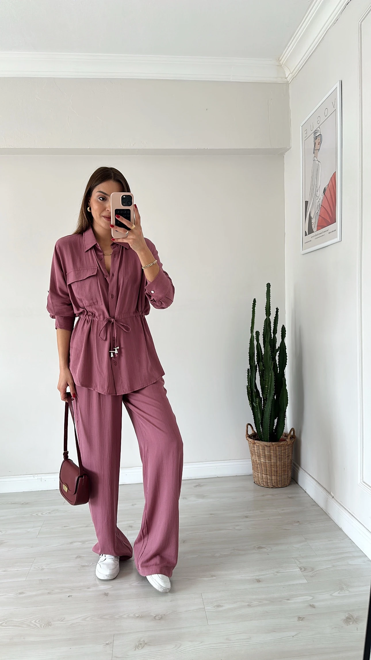 Bağlama Detaylı Takım Gül Kurusu