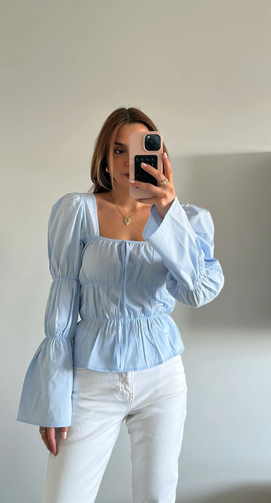 Büzgülü Bluz Bebe Mavi