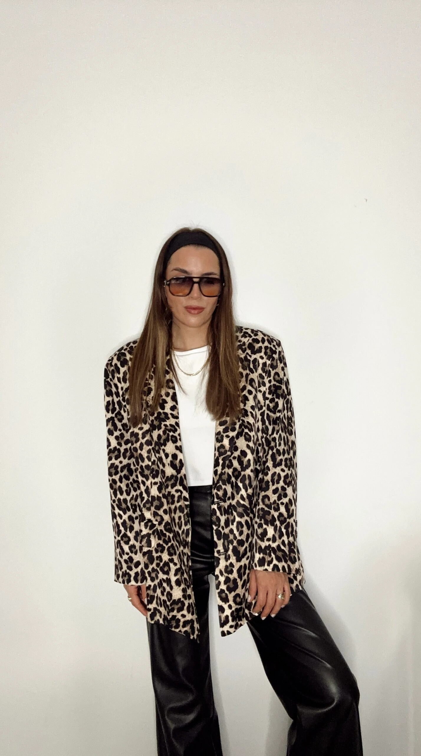 Oversıze Leopar Blazer Ceket