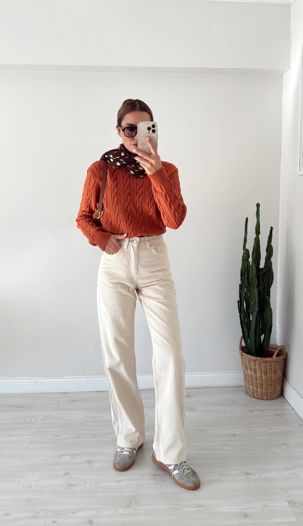 Kadife Straight Pantolon Ekru