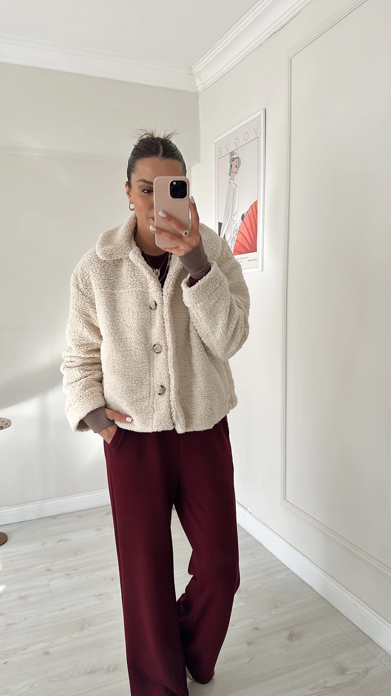 Düğmeli Peluş Ceket